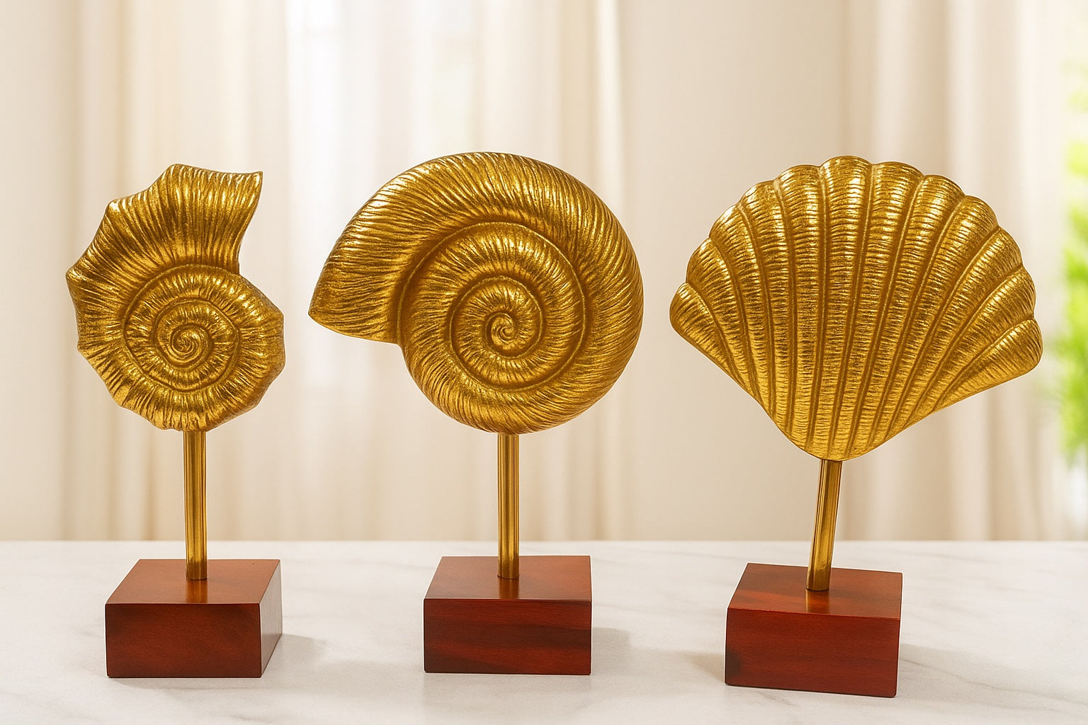 Gold Seashell Accent Set of 3