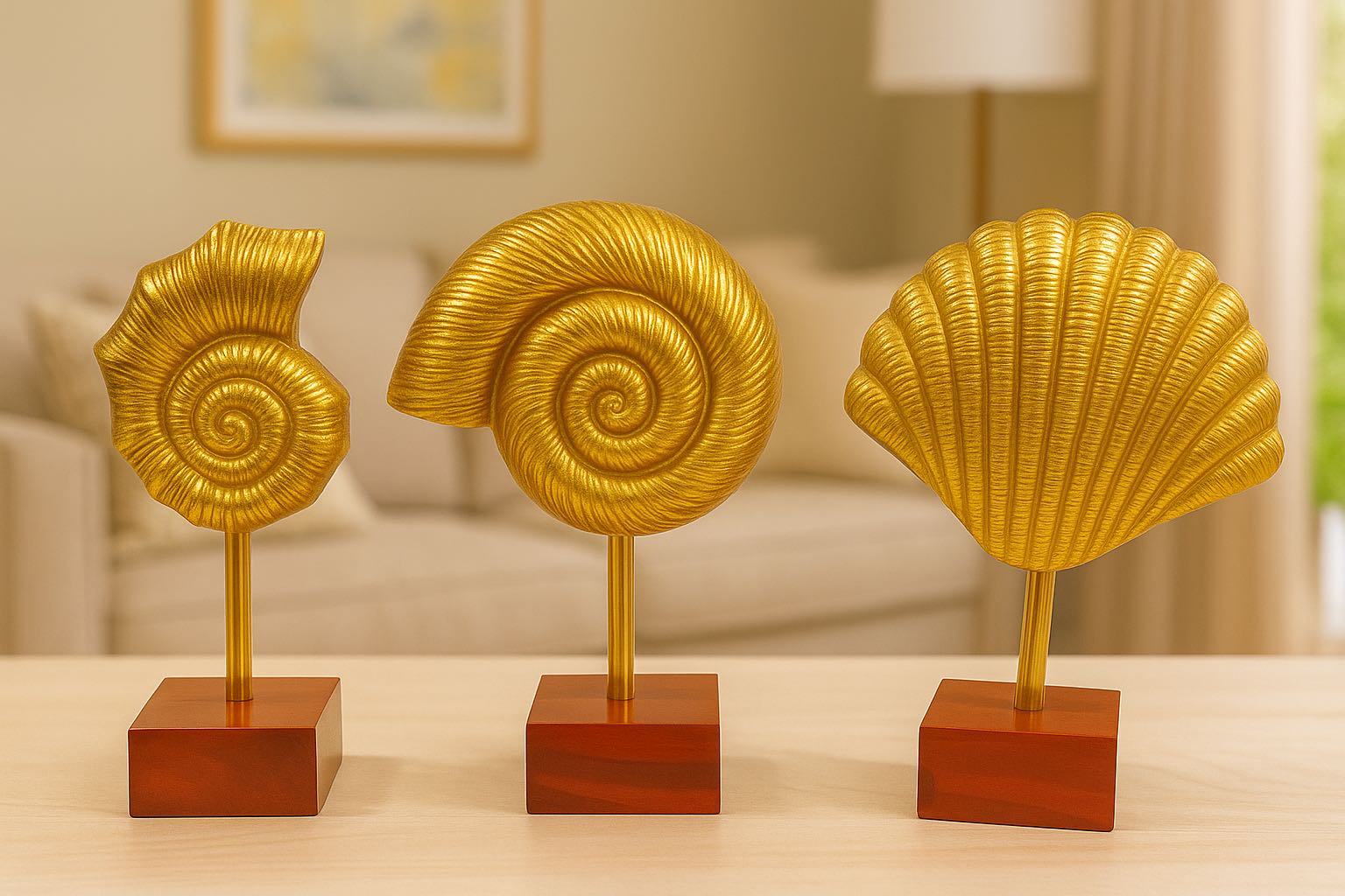 Gold Seashell Accent Set of 3