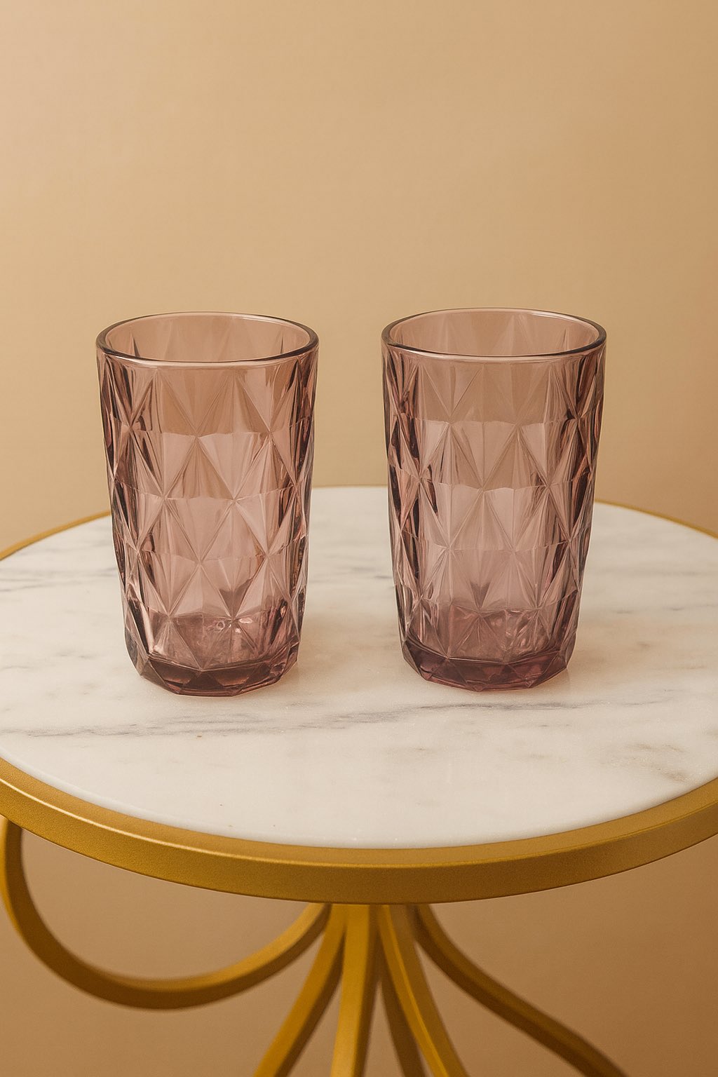 Rose Vintage Diamond Cut Drinking Glass