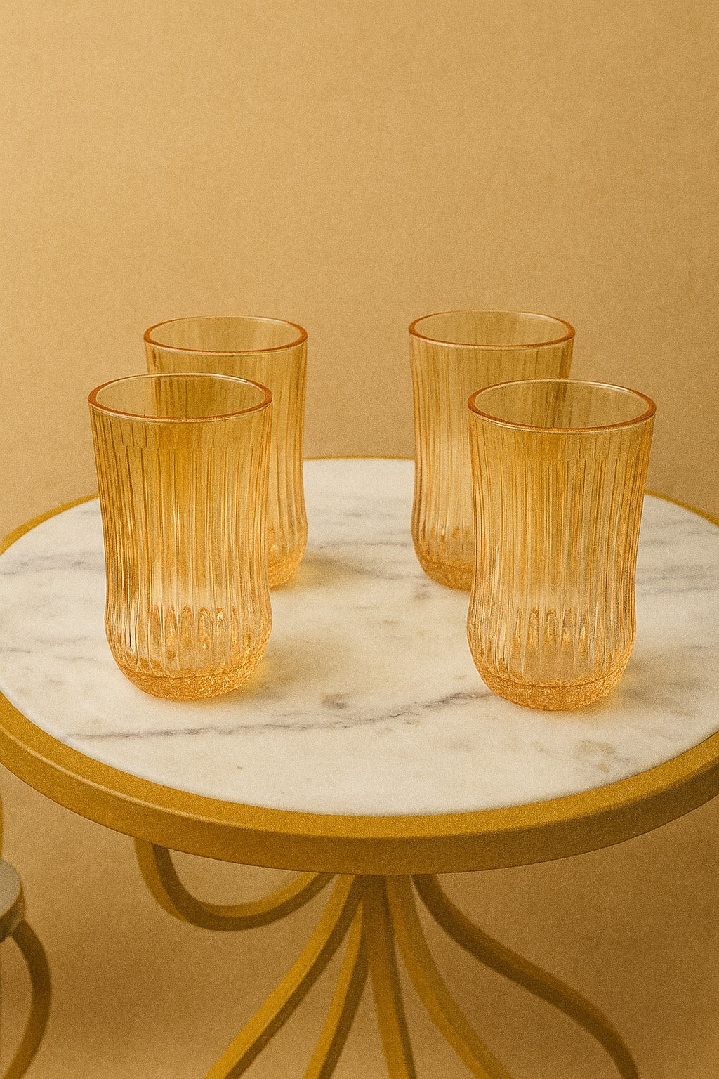 Amber Ribbed Drinking Glass