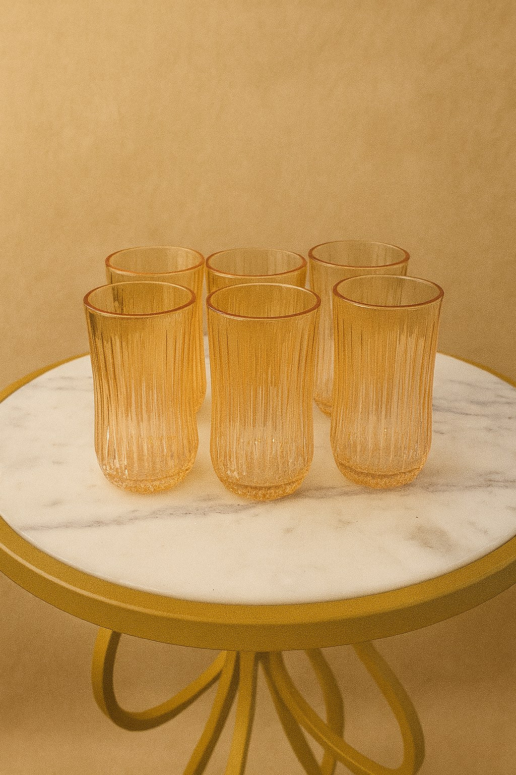 Amber Ribbed Drinking Glass