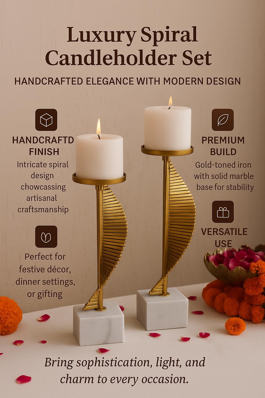 Scarlett Gold Candleholders Set of 2