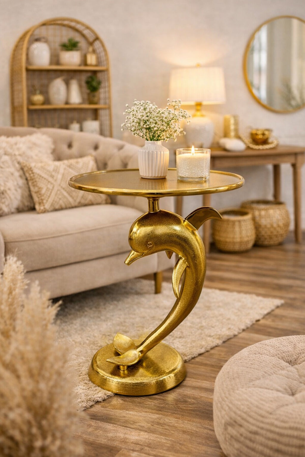 Golden Dolphin Accent Table
