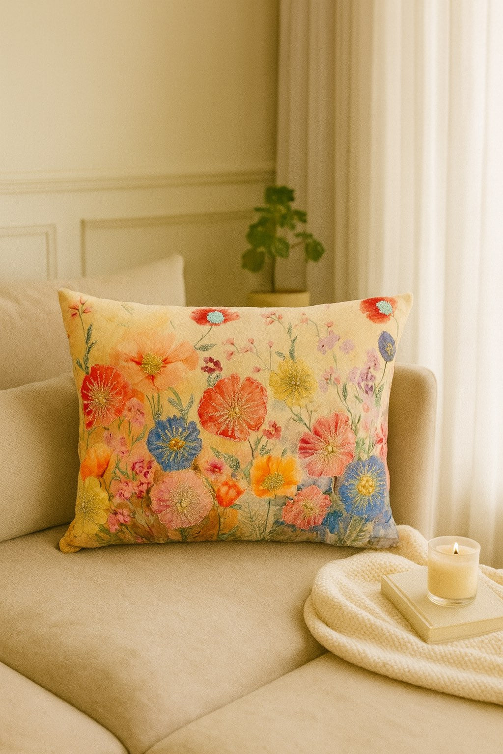 Wild Meadow Bloom Rectangular Cushion w/Filler