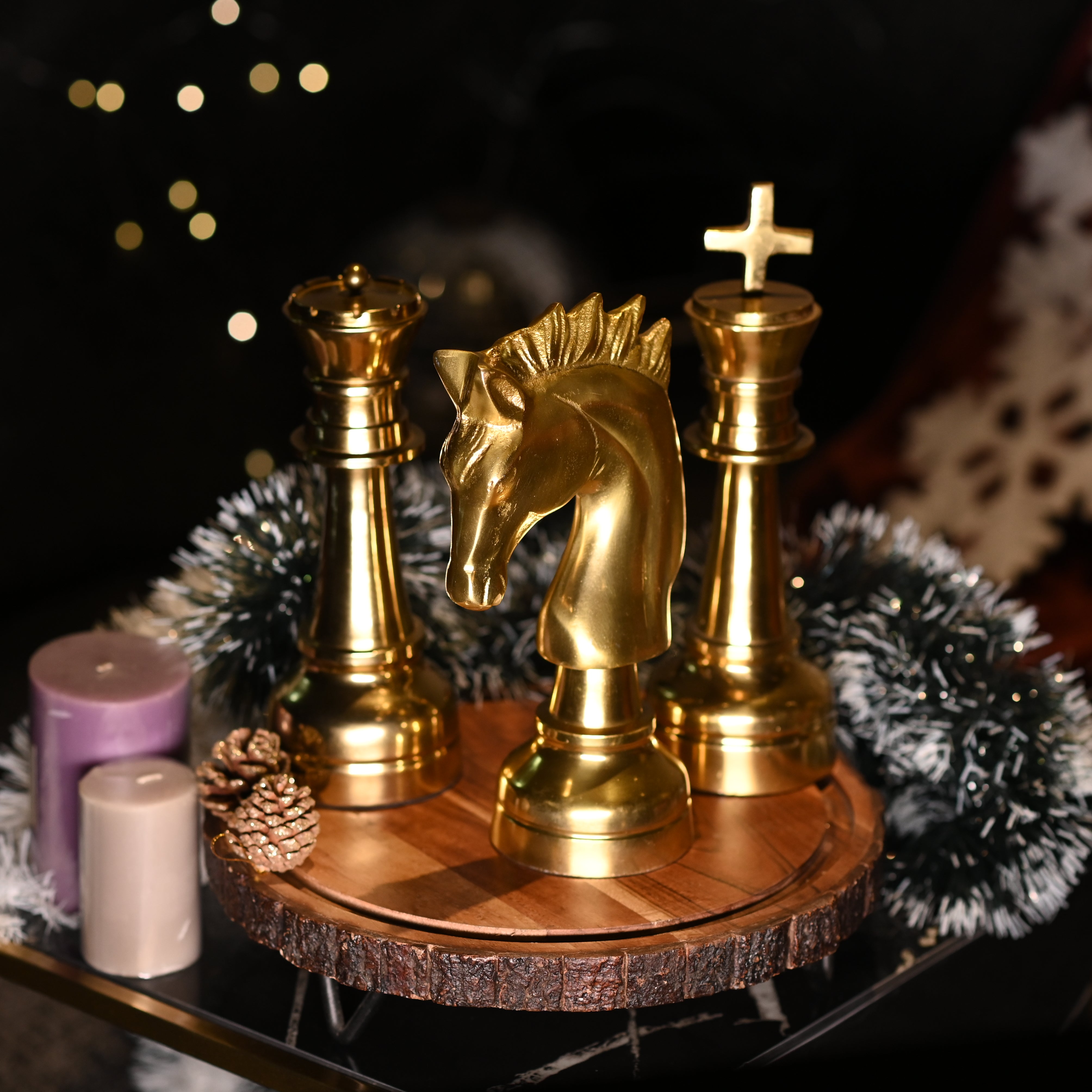 Oversized Chess Decorative Gold Accent Set of 3