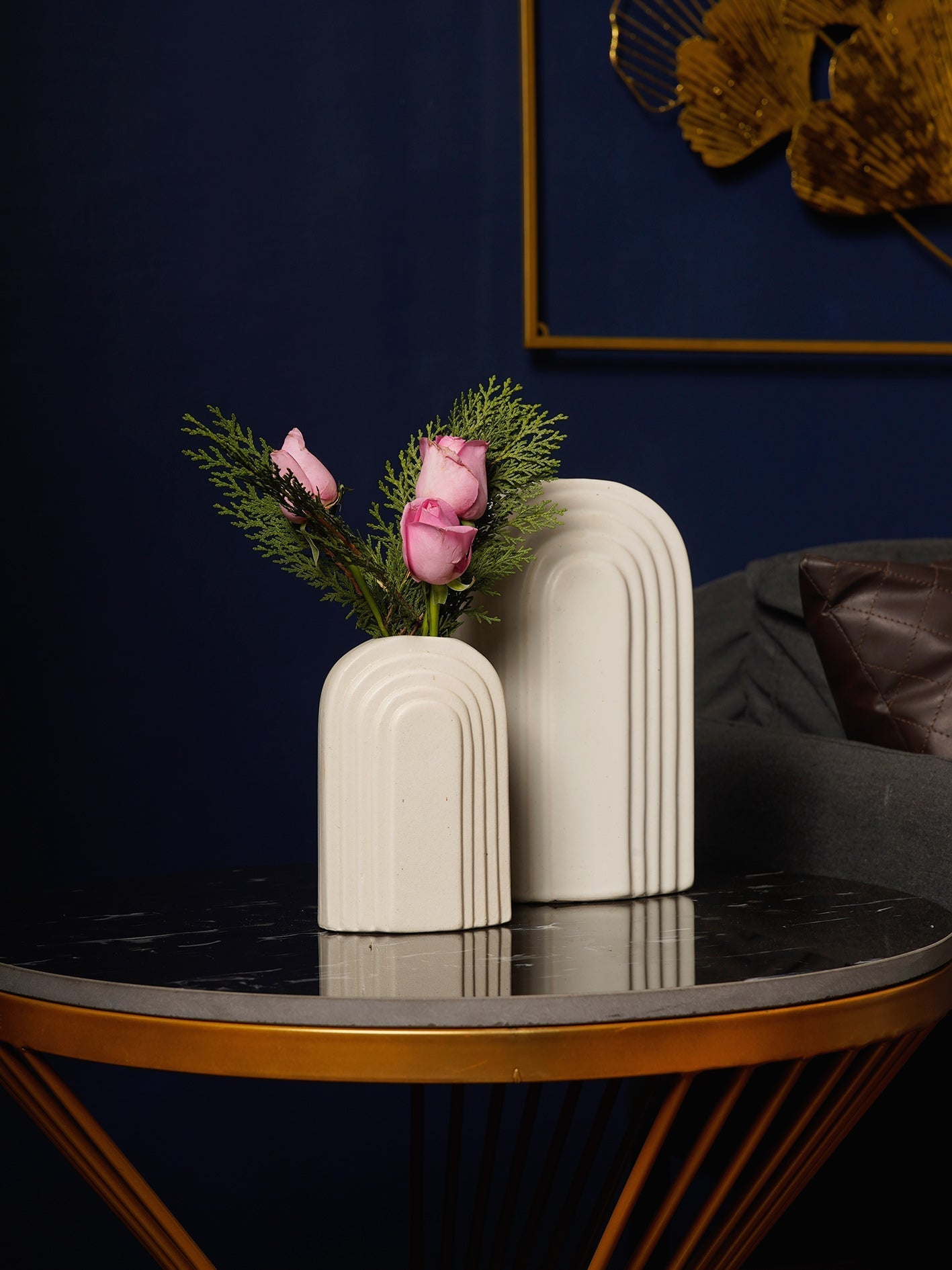 Athens Column Textured Vase Set of 2