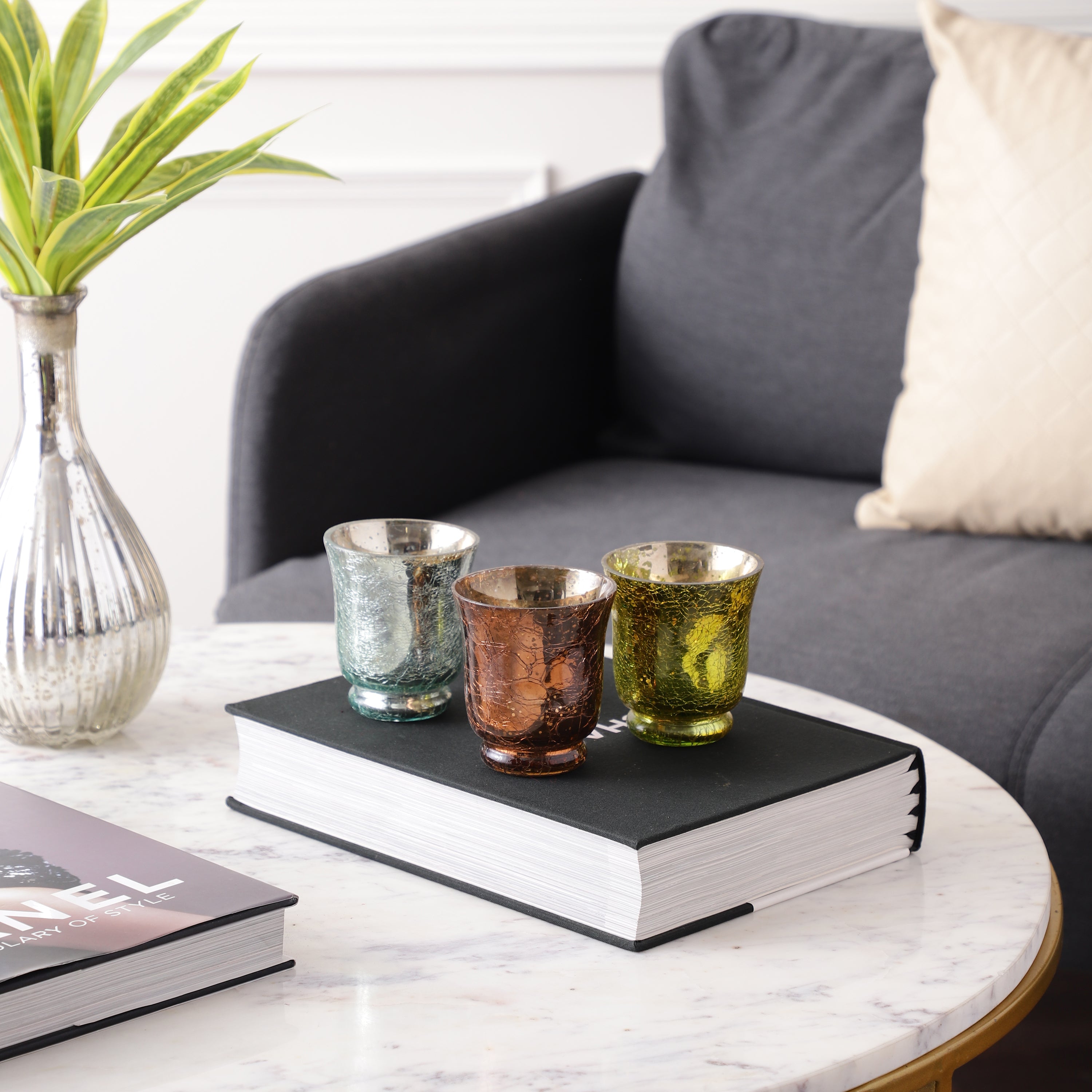 Ciara Crackled Votive Set of 3