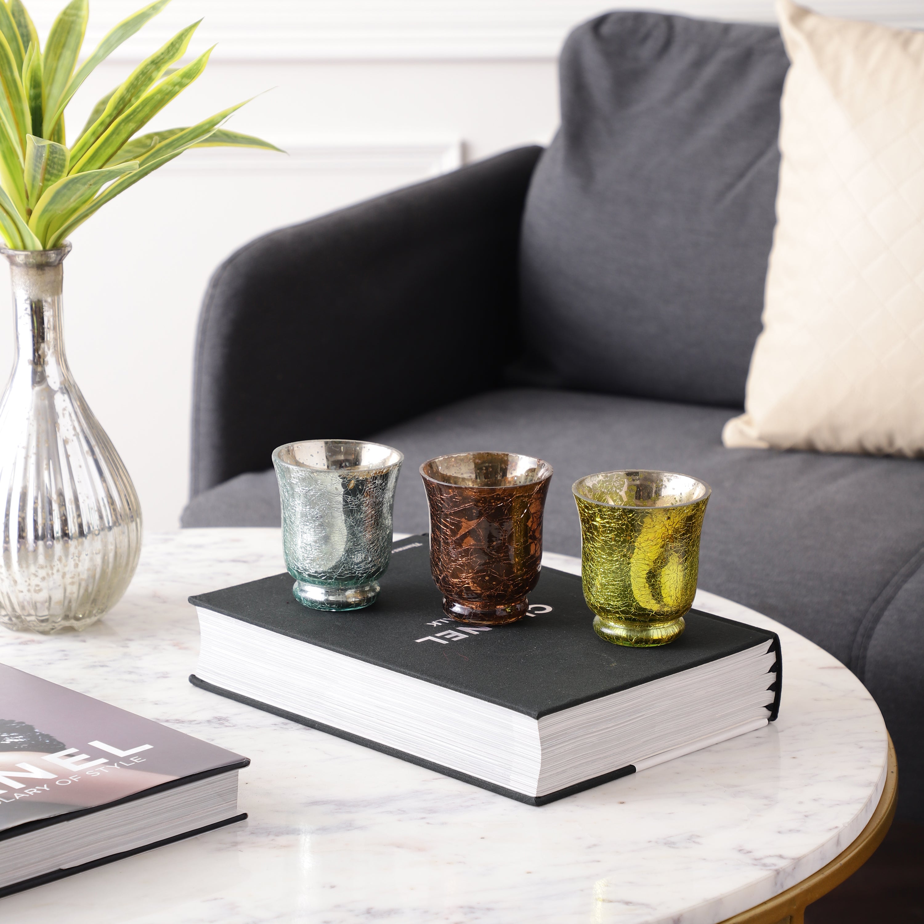 Ciara Crackled Votive Set of 3