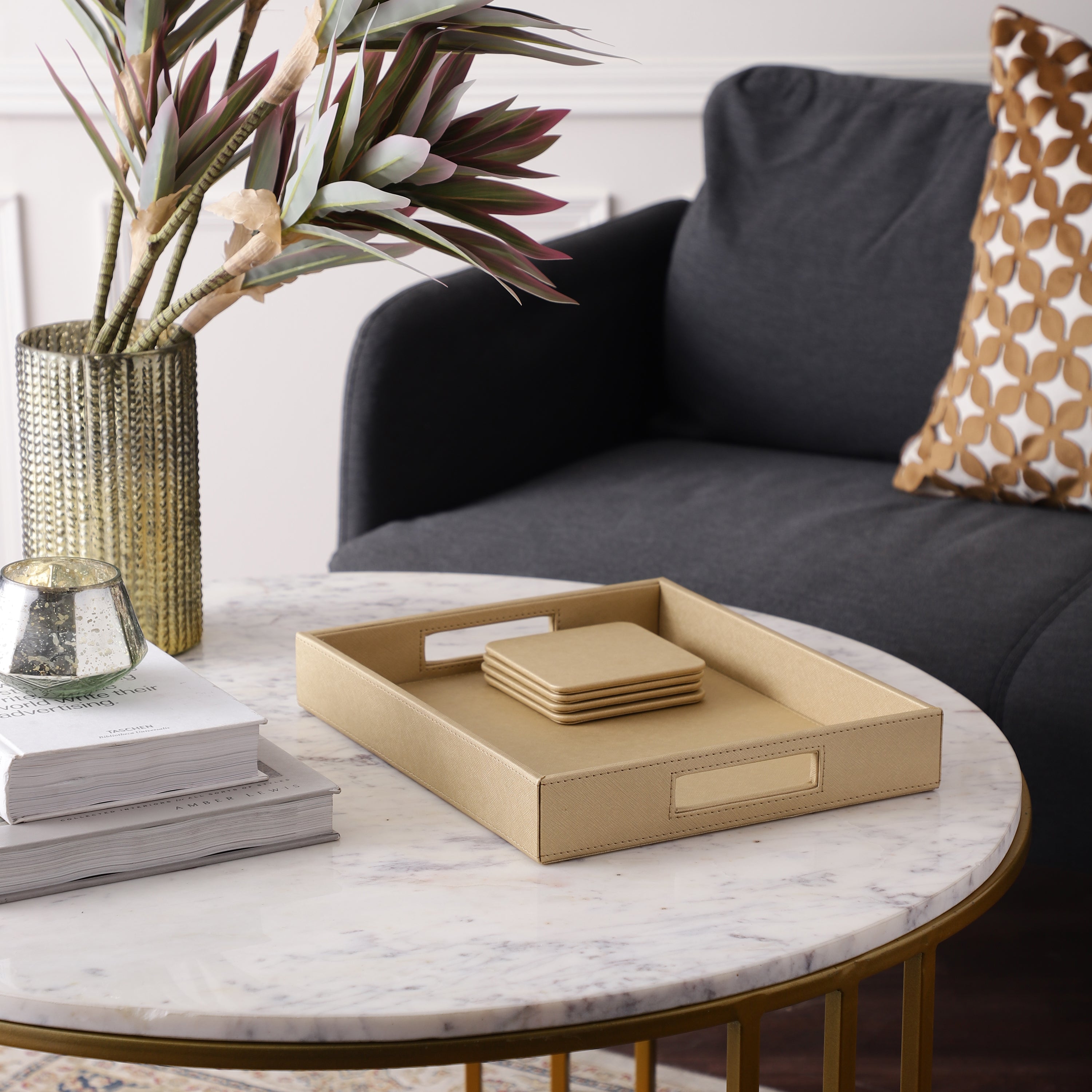 Aura Tray with 4 Coasters