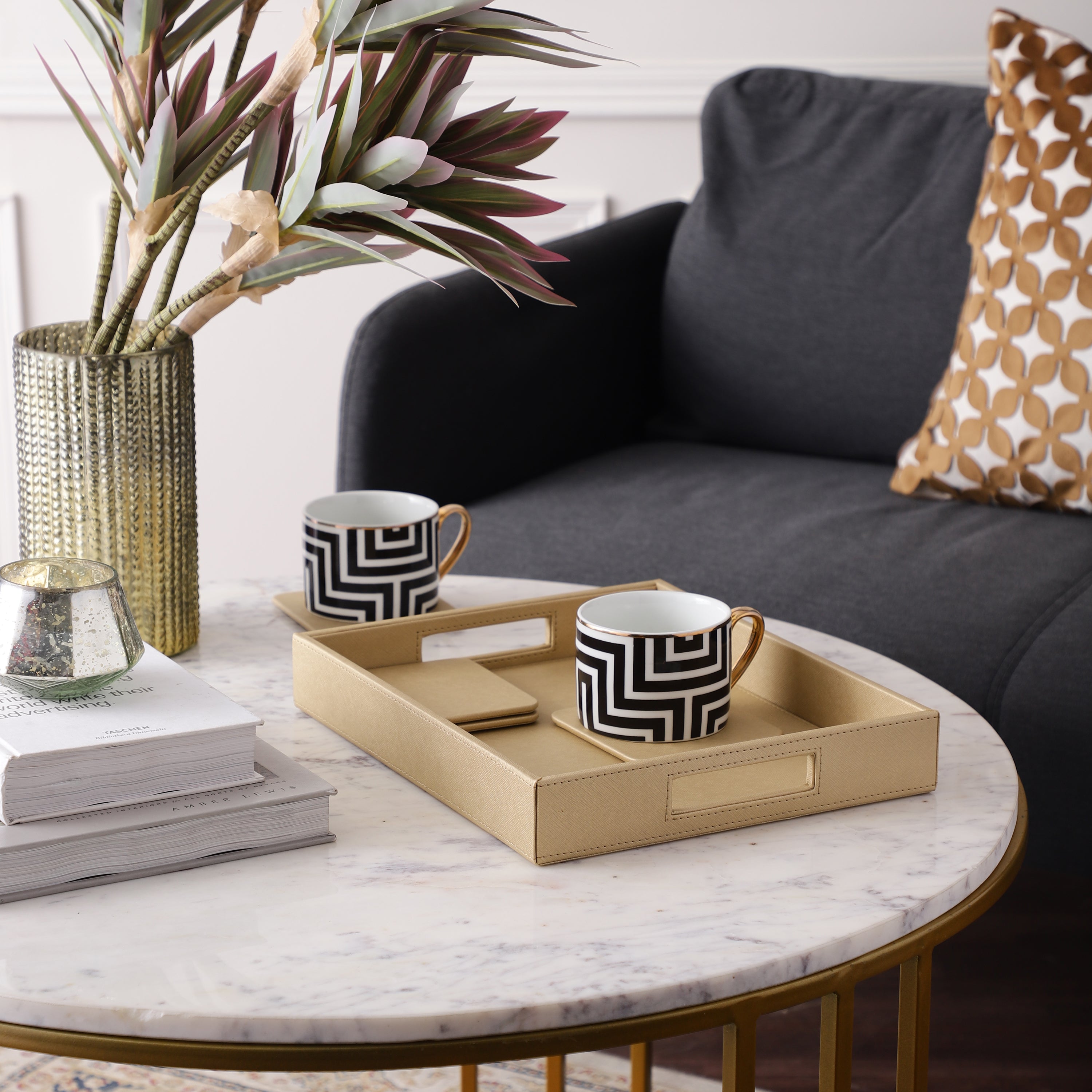 Aura Tray with 4 Coasters