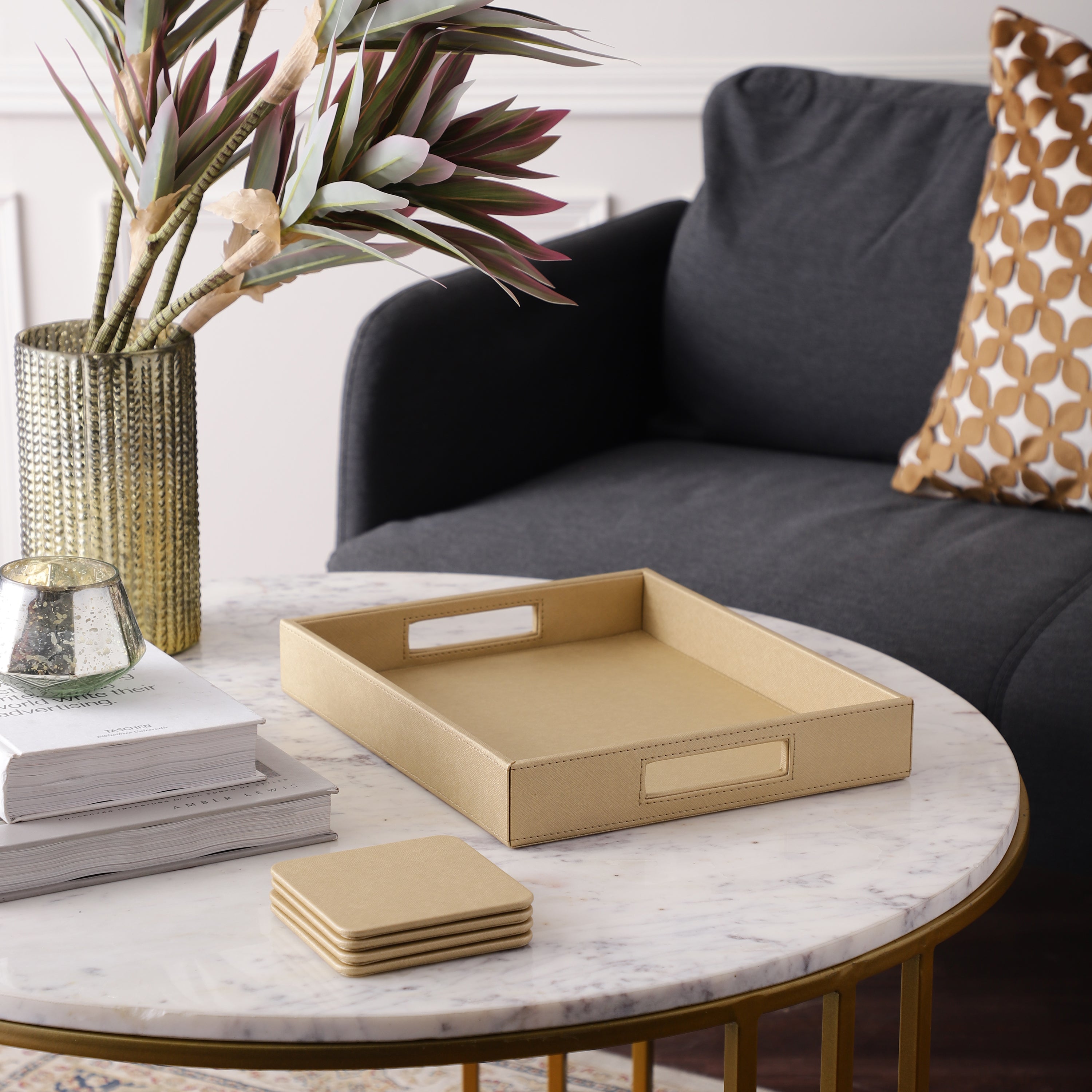 Aura Tray with 4 Coasters