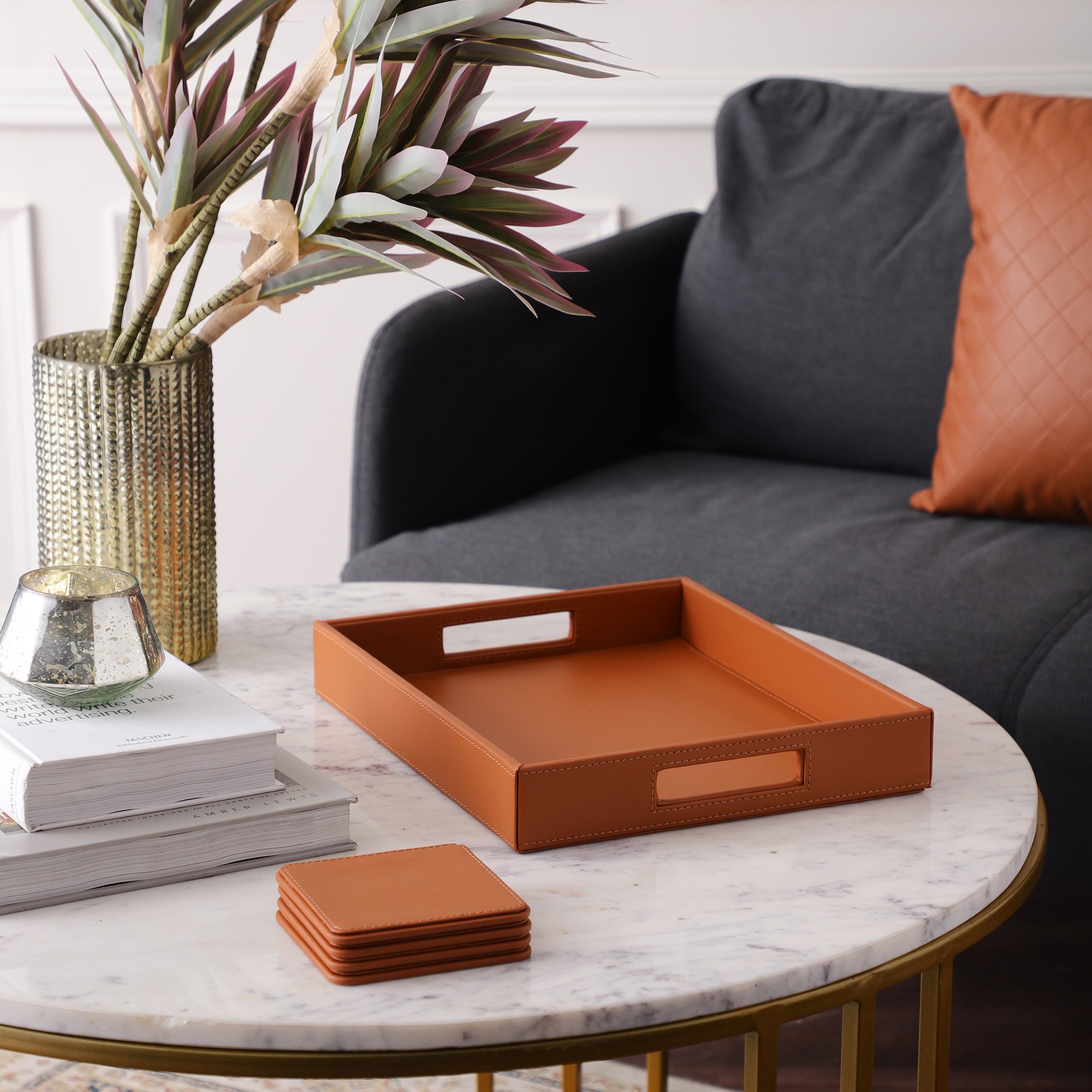 Thea Tray with 4 Coasters