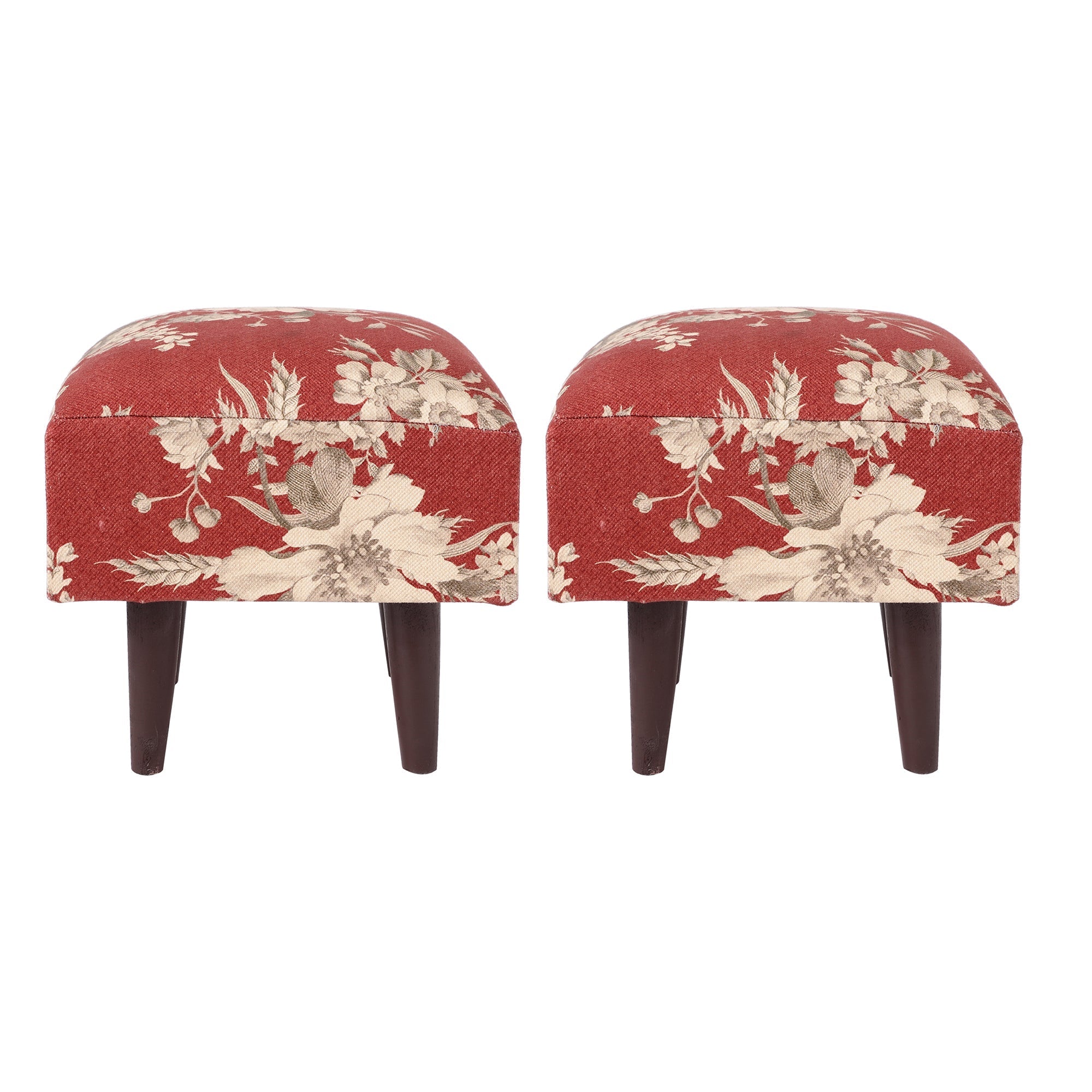 Blossom Floral Printed Ottoman Stool Set of 2