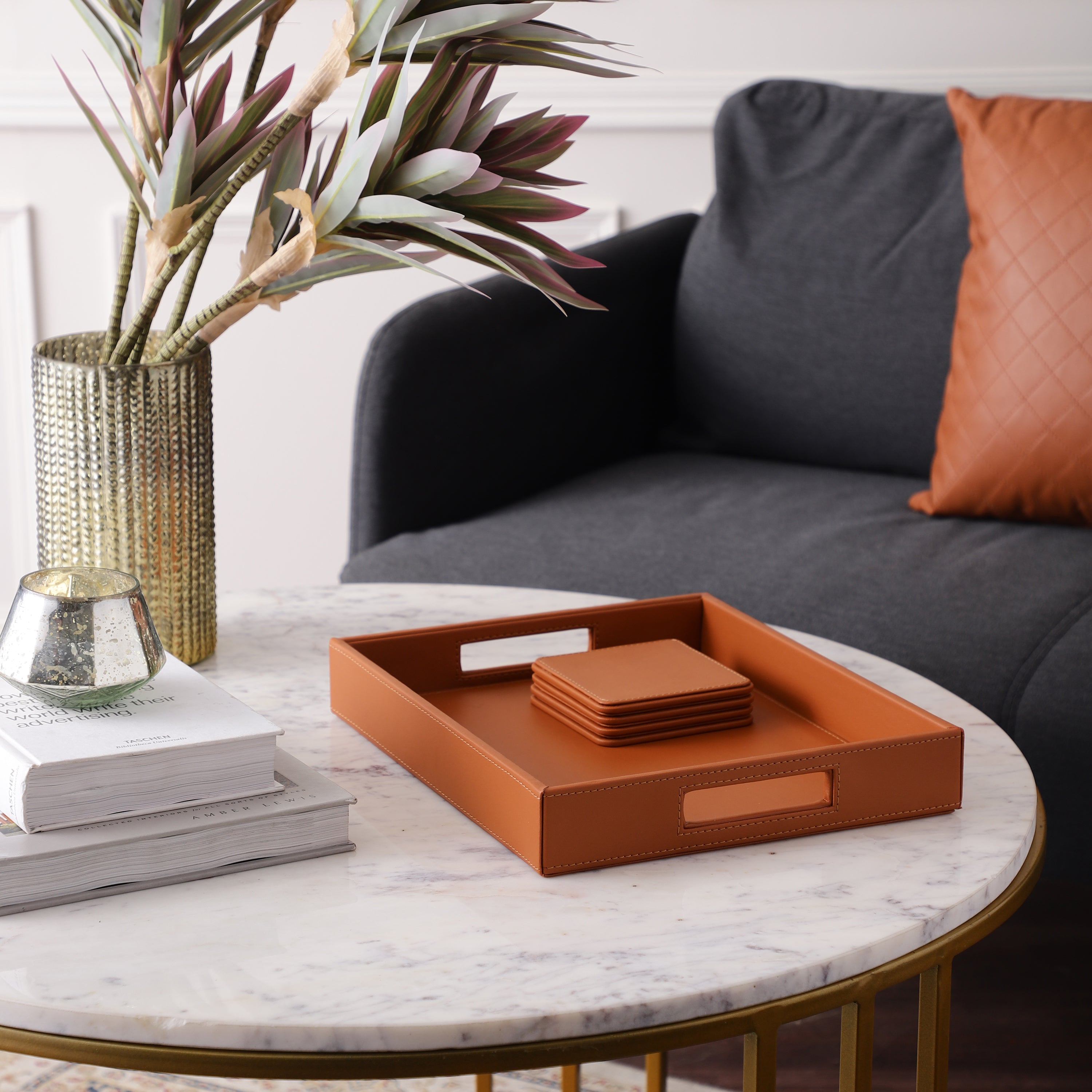 Thea Tray with 4 Coasters