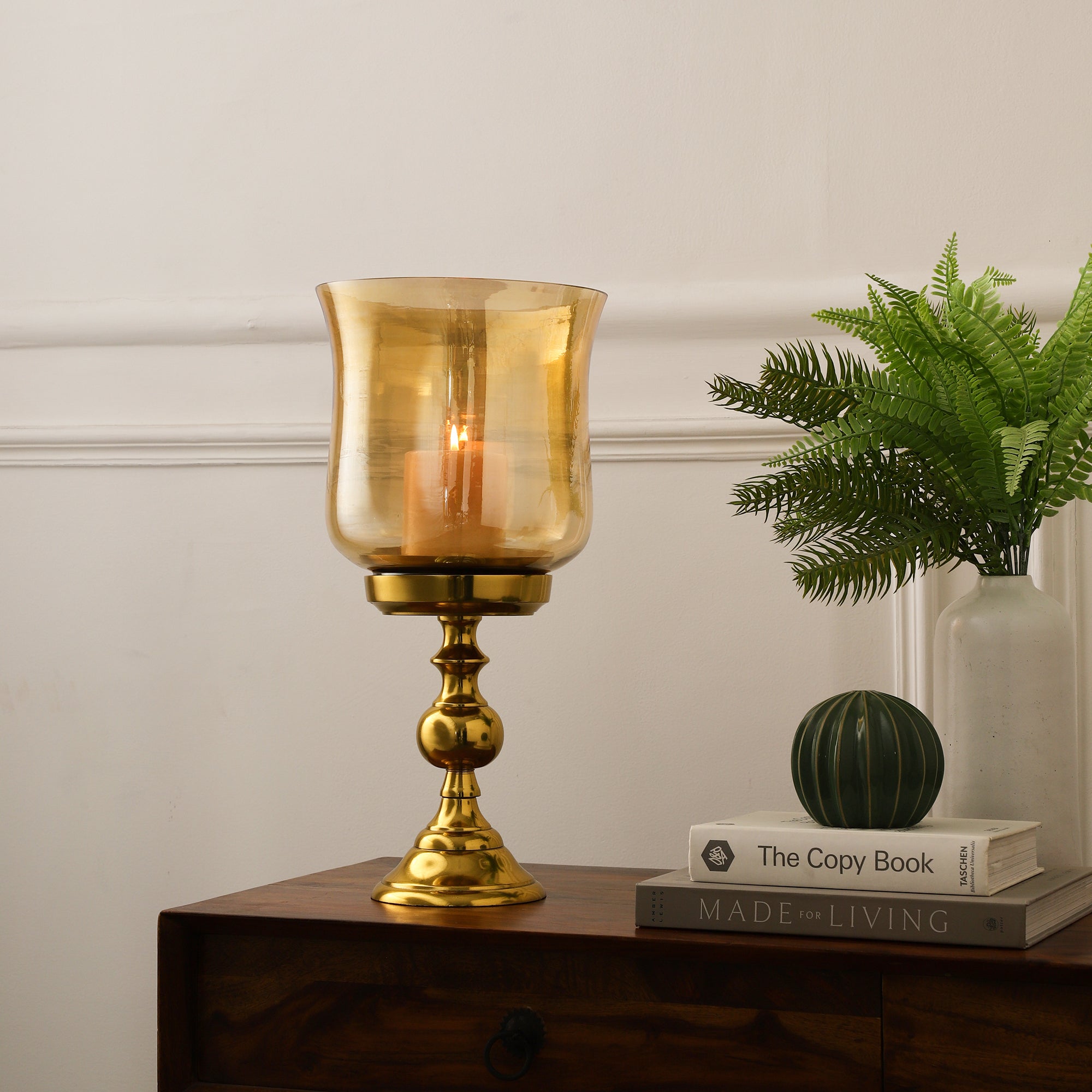 Luminous Gold Hurricane Candlestand