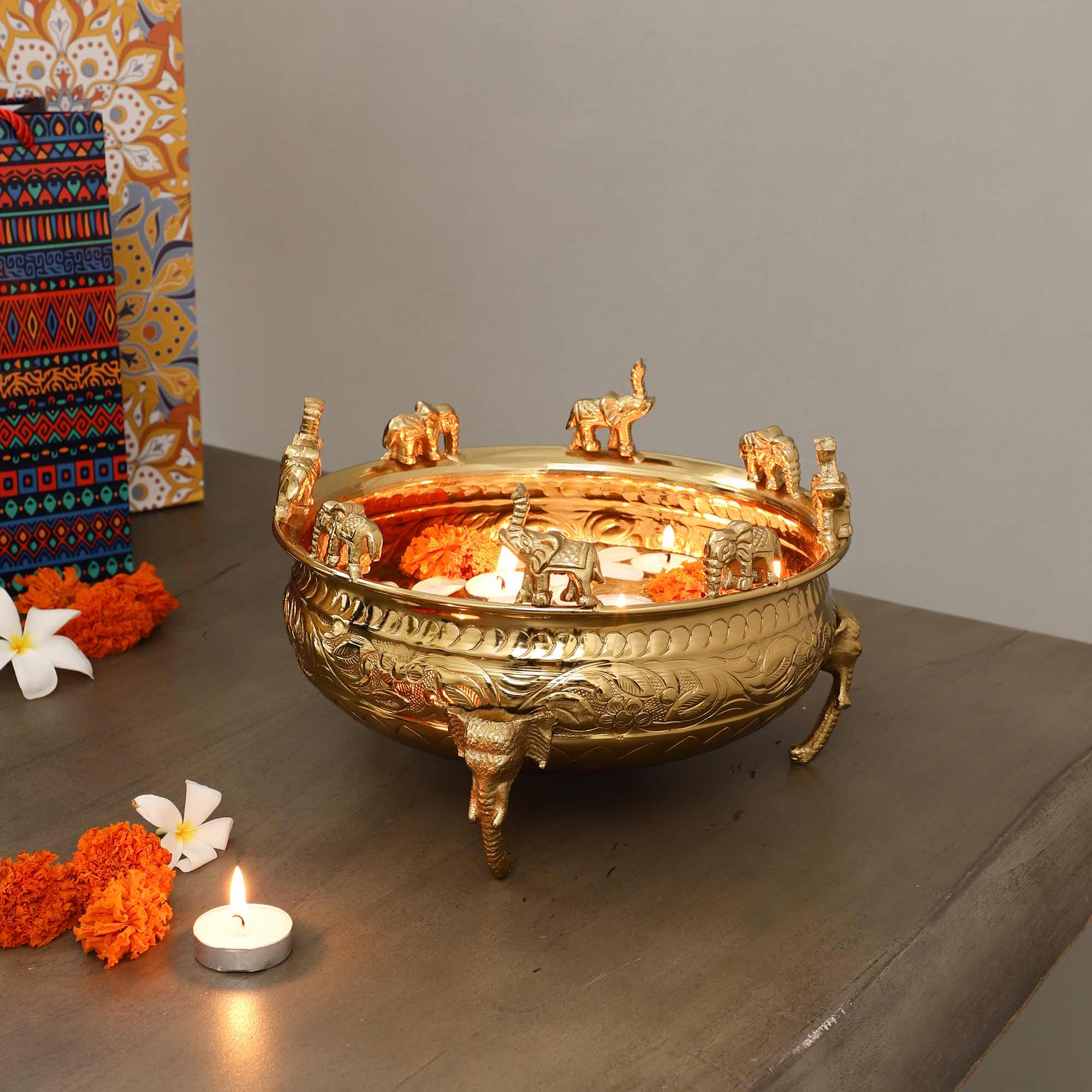 Elephant Urli & Platter Gift Set