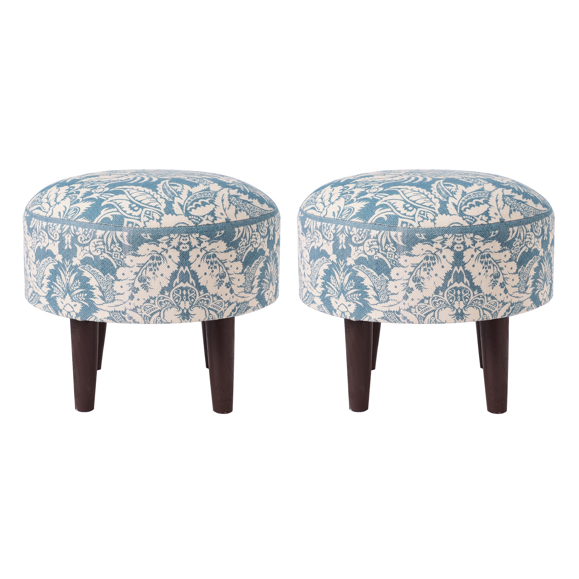Magnolia Floral Printed Ottoman Stool Set of 2