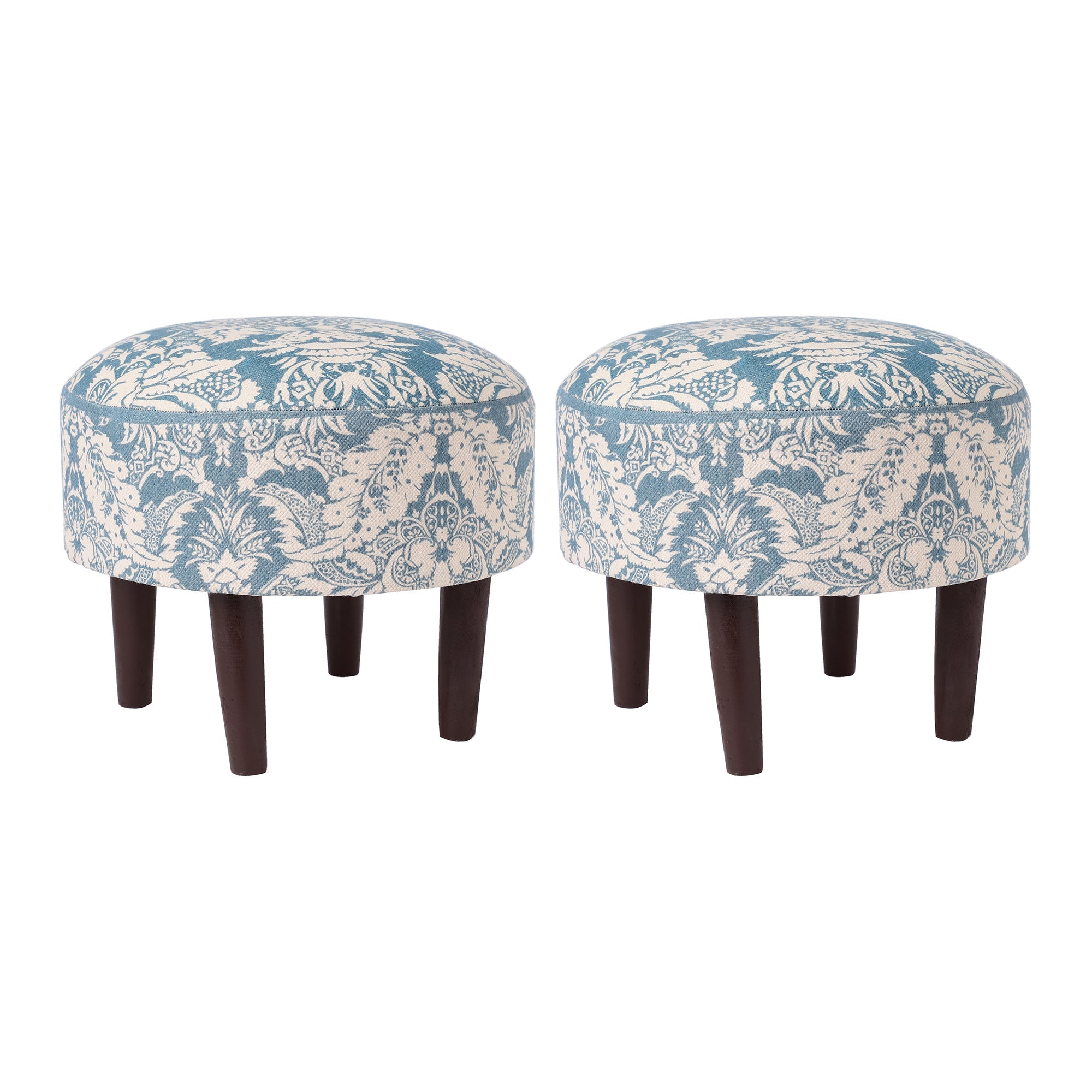 Magnolia Floral Printed Ottoman Stool Set of 2