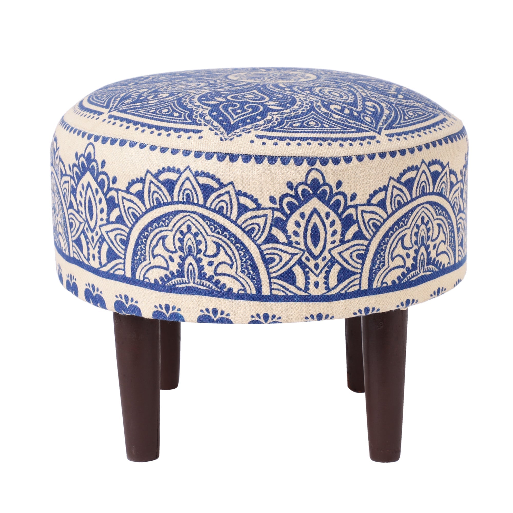 Sage Floral Printed Ottoman Stool