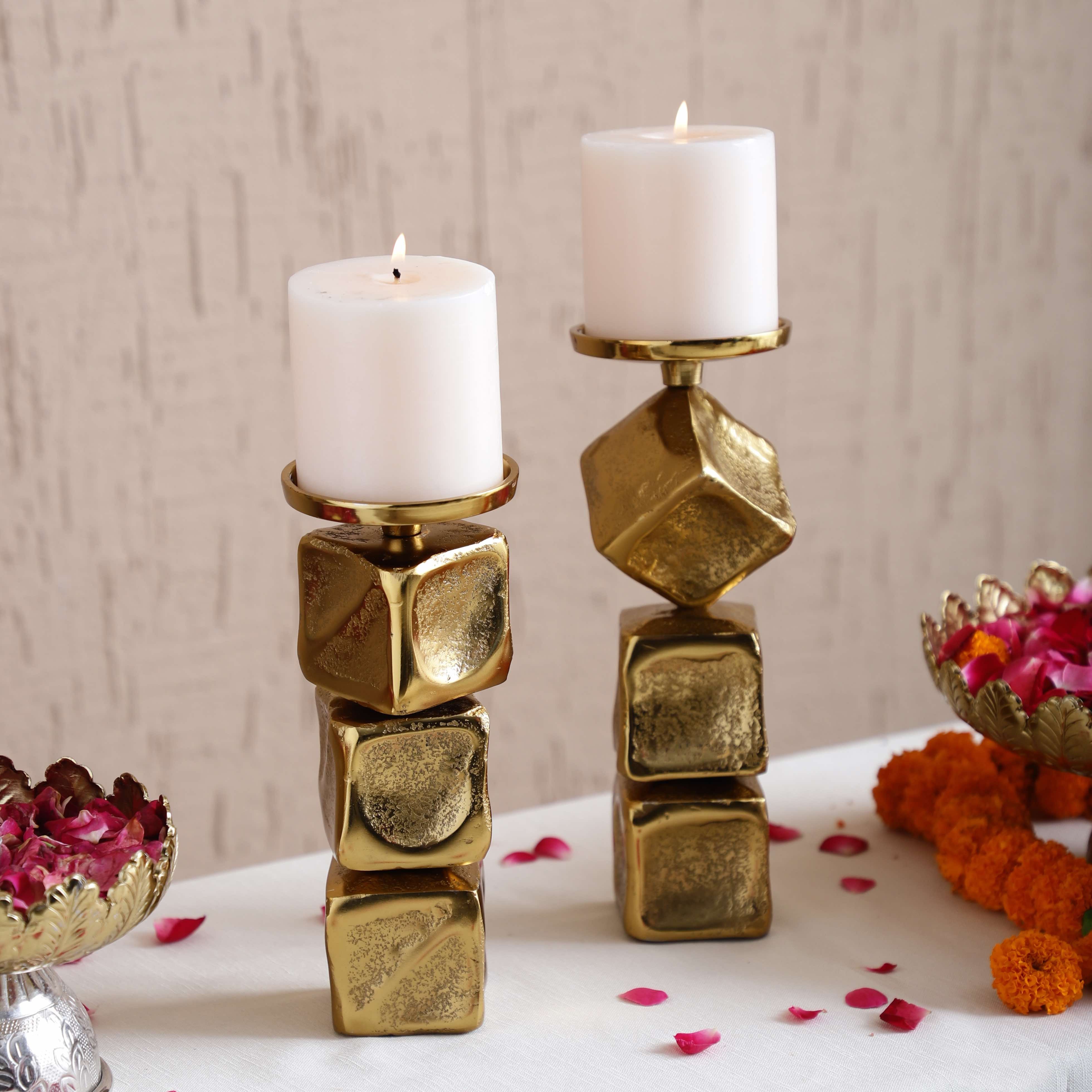 Obliq Block Candleholder Set of 2