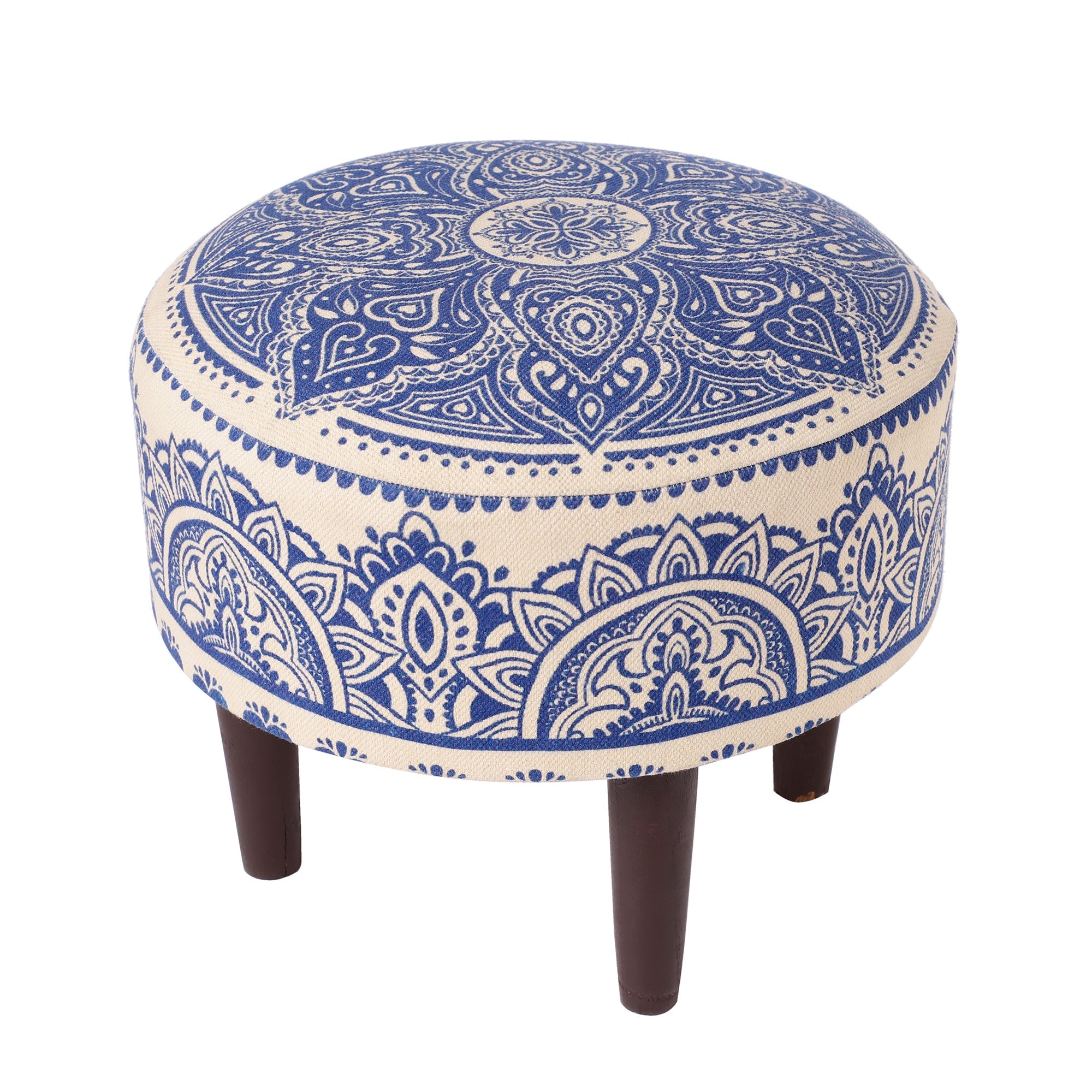 Sage Floral Printed Ottoman Stool