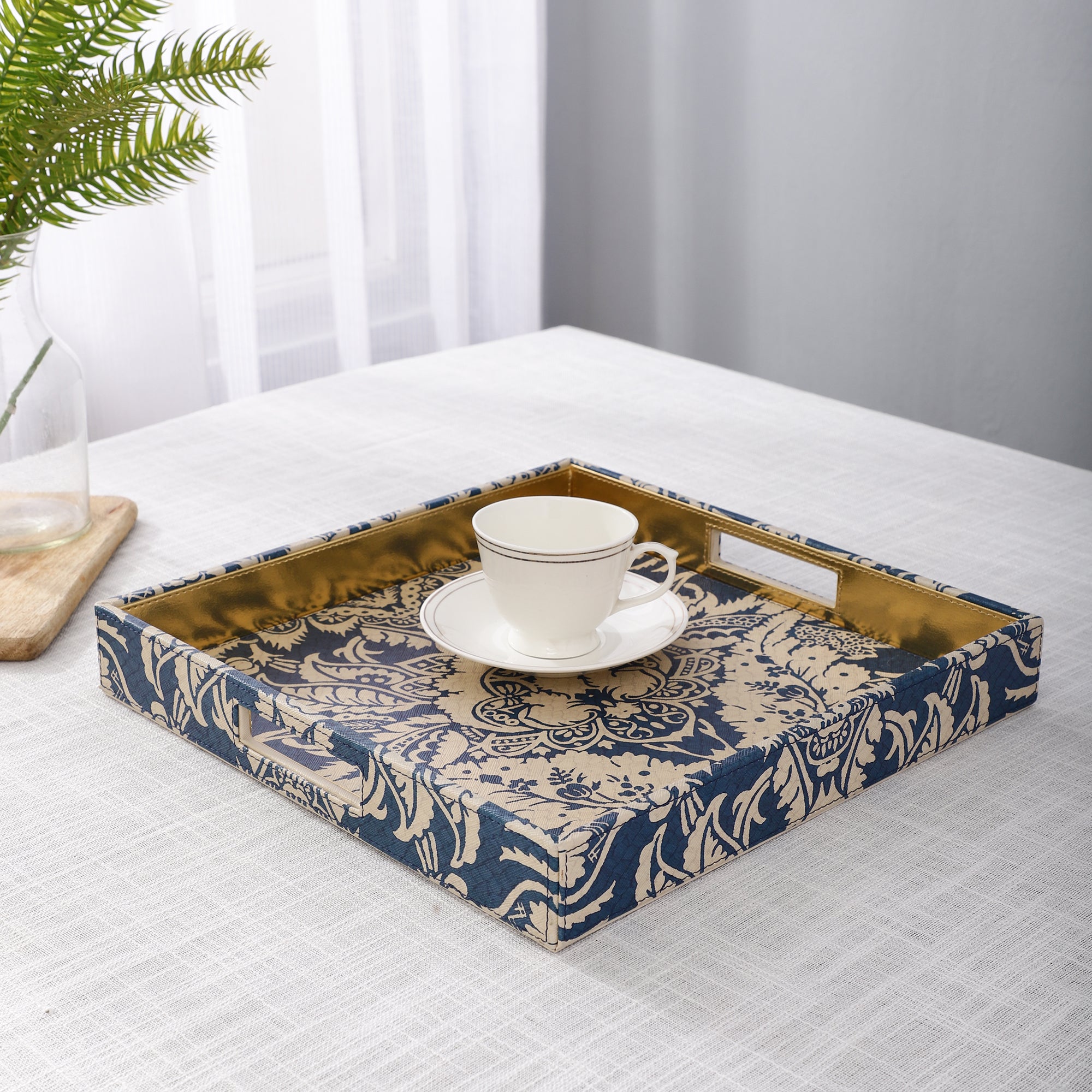 Sage Floral Printed Square Tray