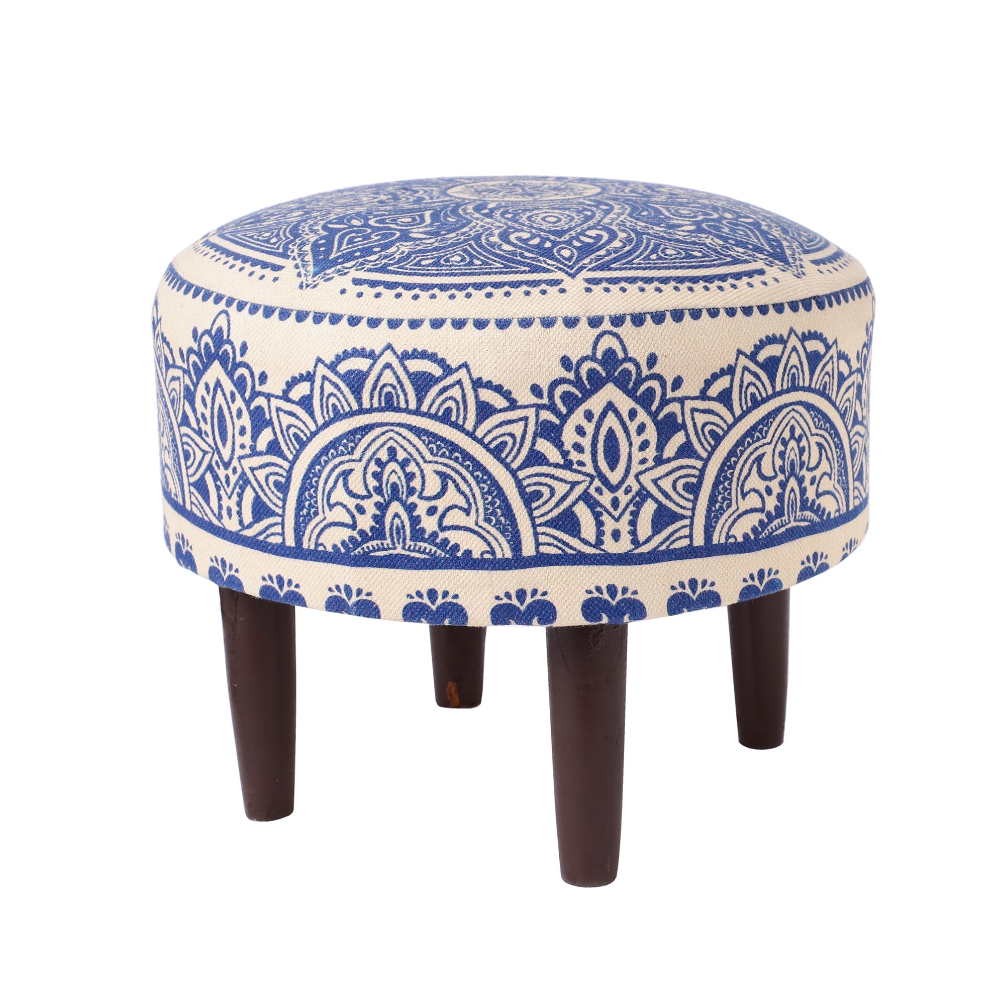 Sage Floral Printed Ottoman Stool