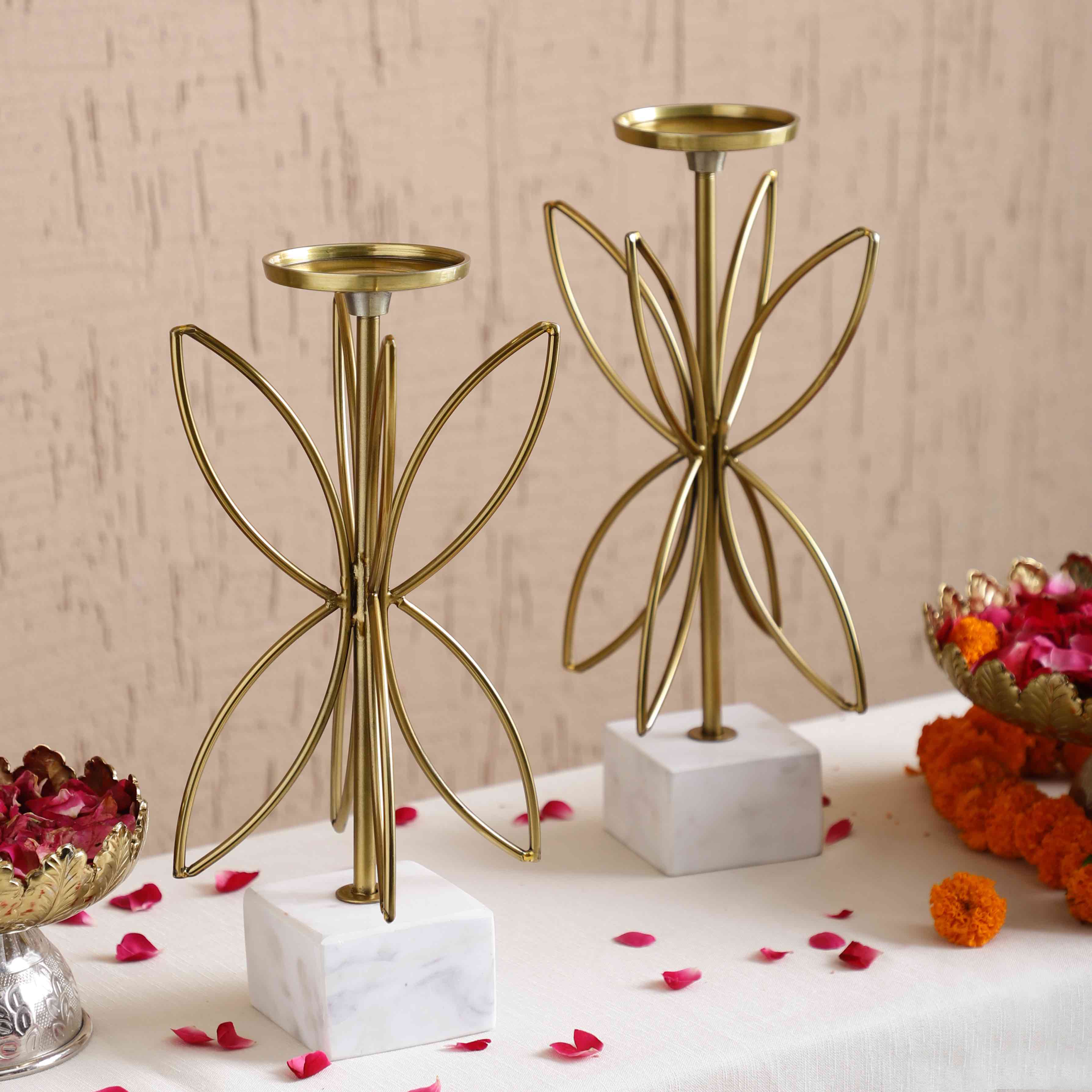 Noor Blossom Candleholder Set of 2