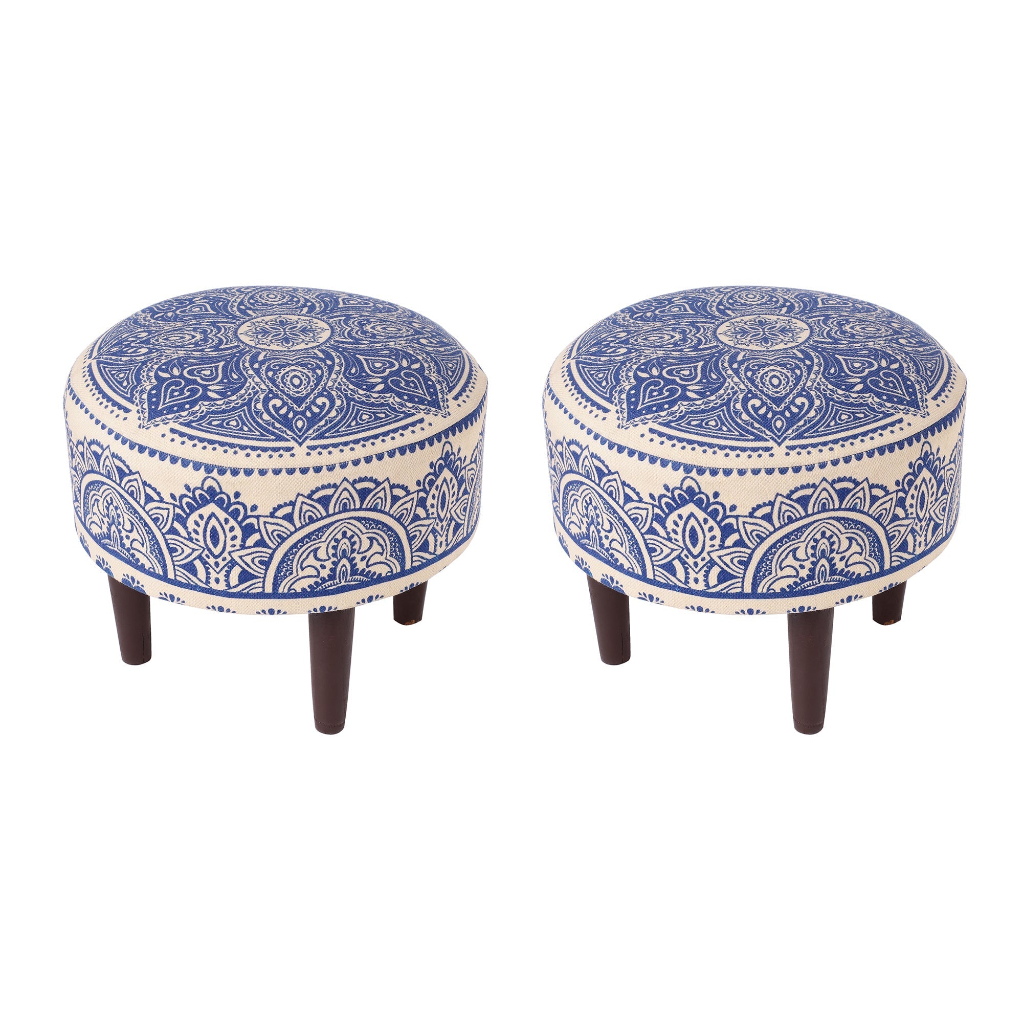 Sage Floral Printed Ottoman Stool Set of 2