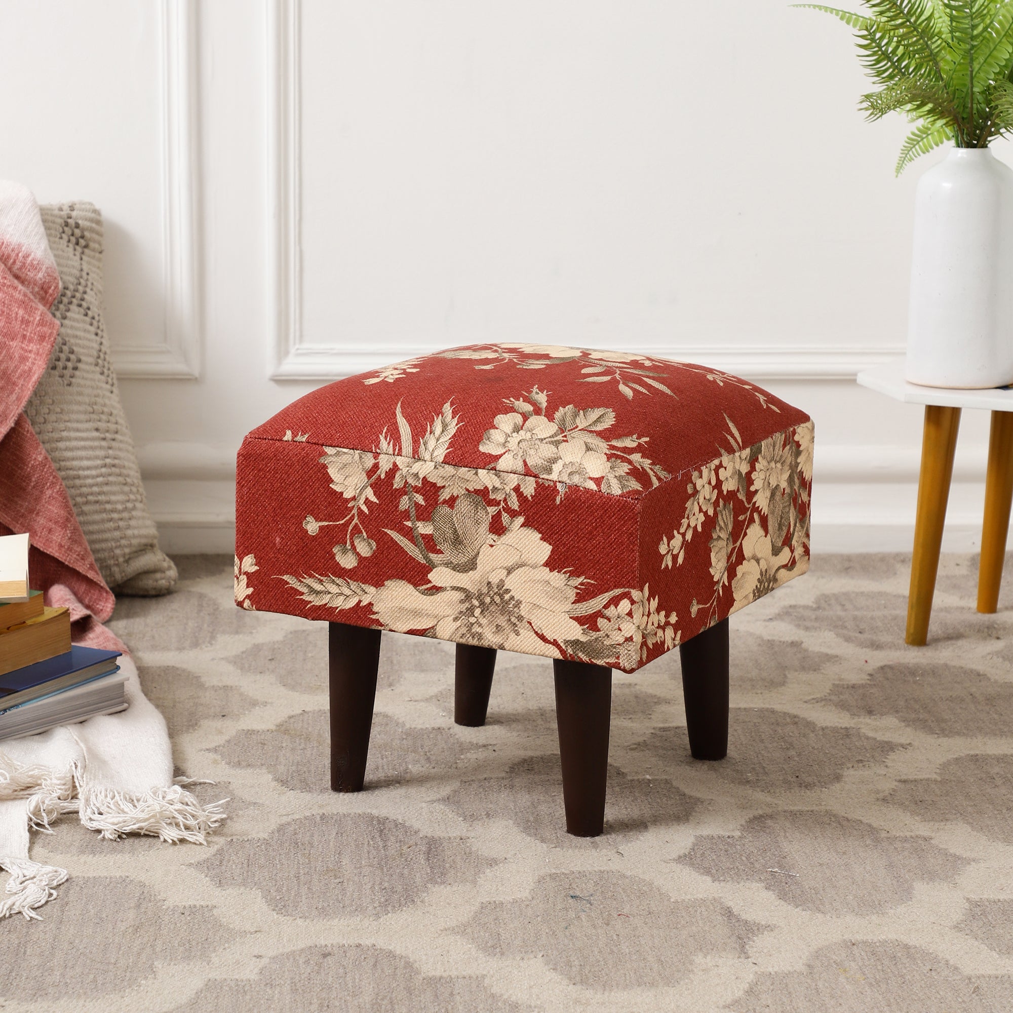 Blossom Floral Printed Ottoman Stool