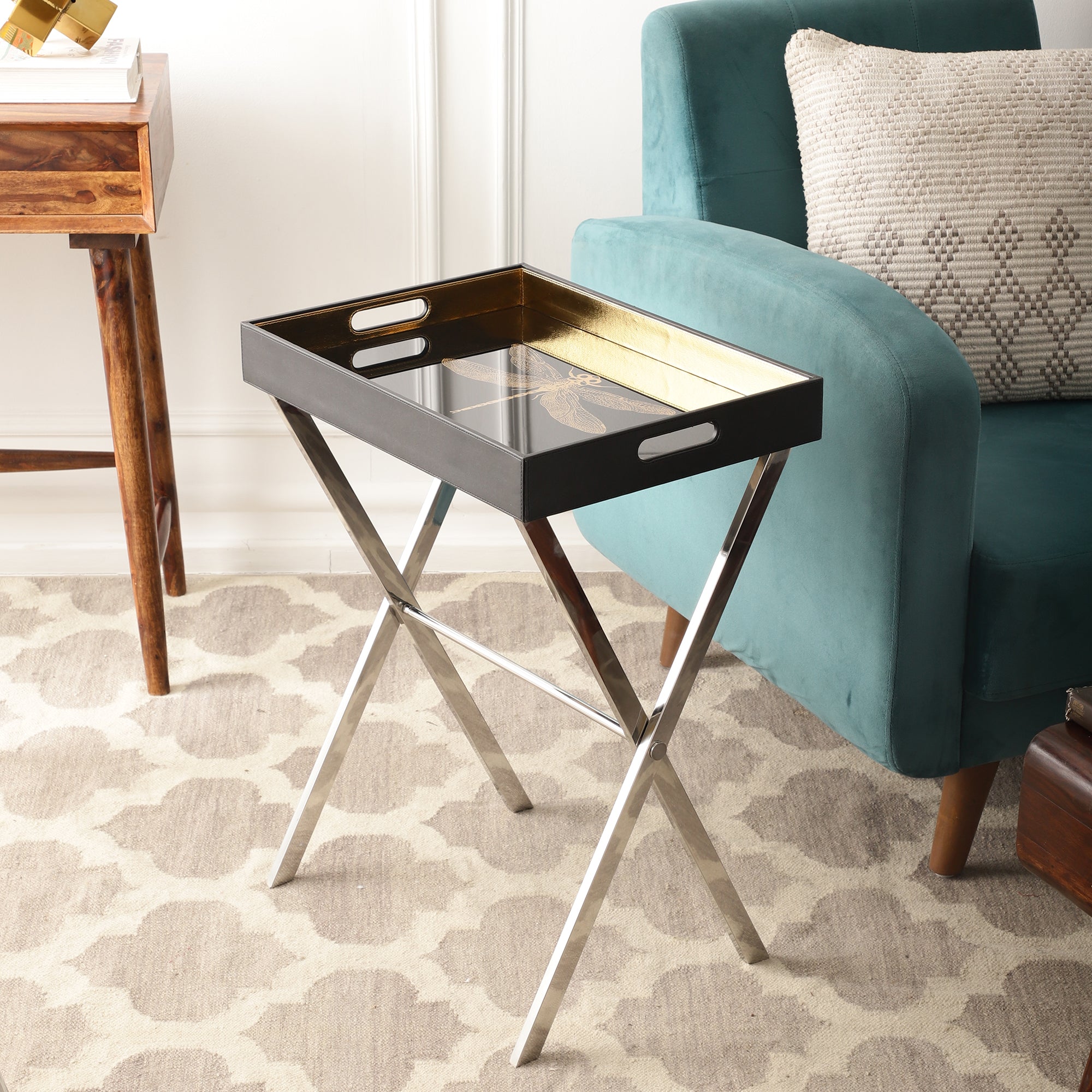 Azalea Dragonfly Black Butler Tray Table