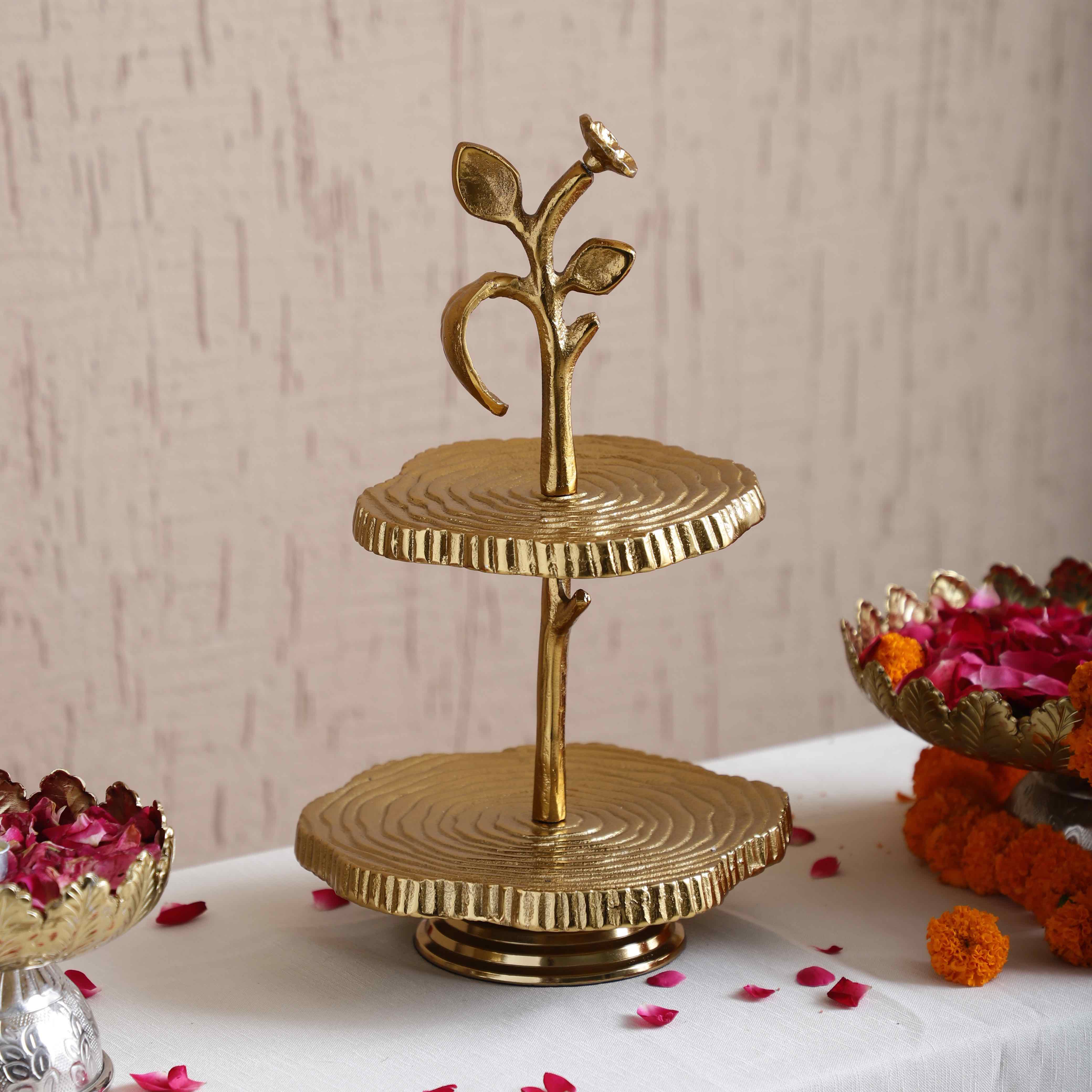 Tree of Grace Gold Two Tier Platter