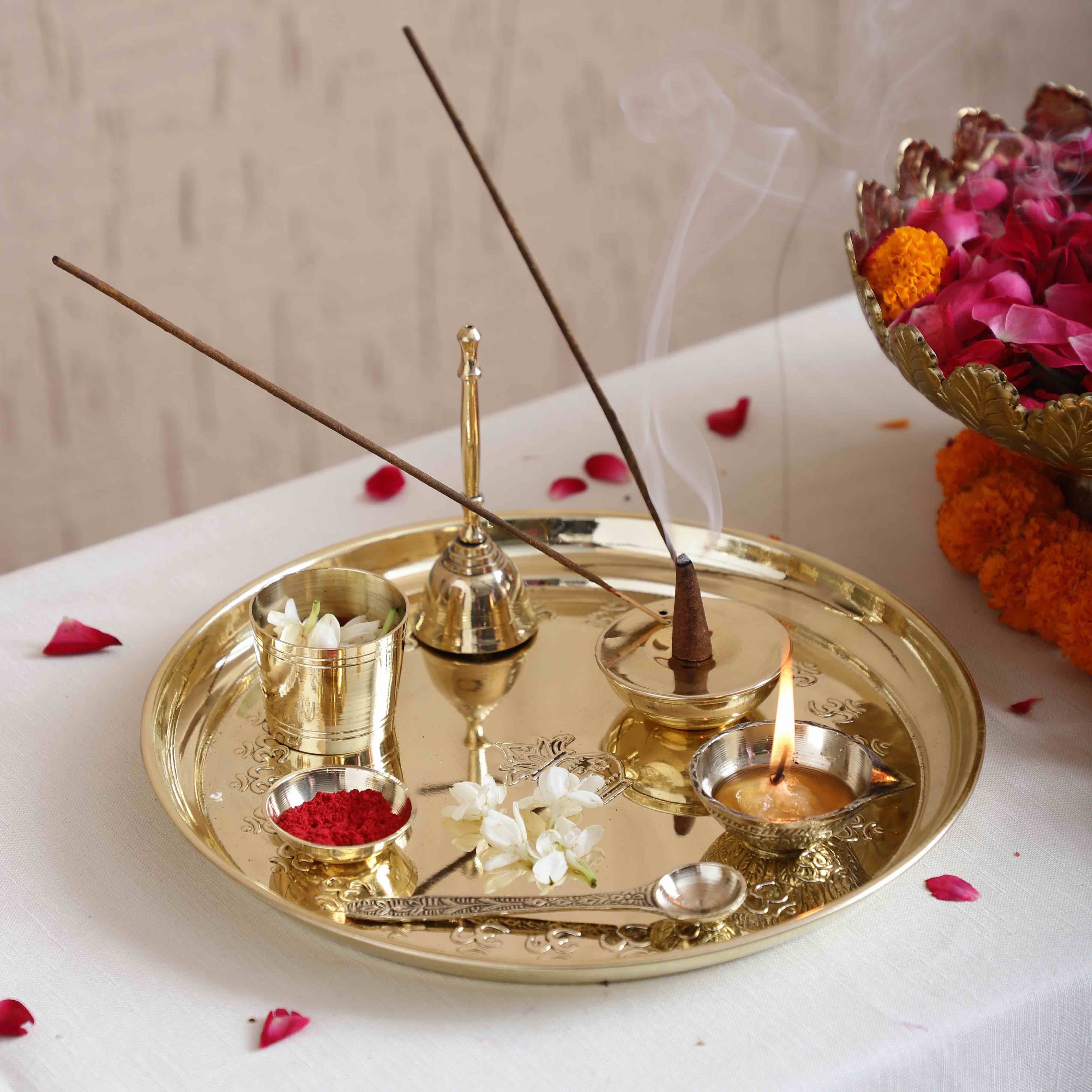 Om Brass Pooja Thali