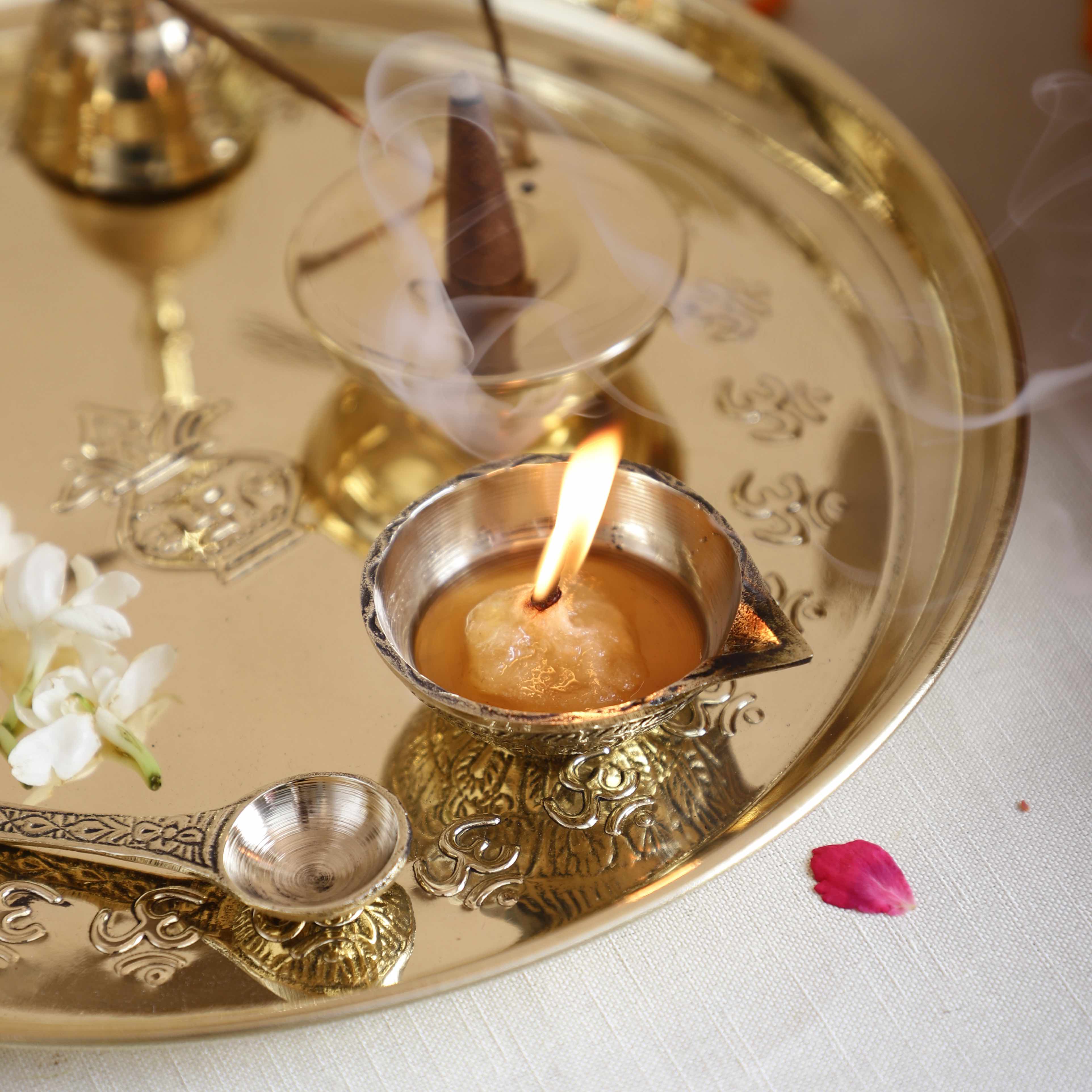 Om Brass Pooja Thali
