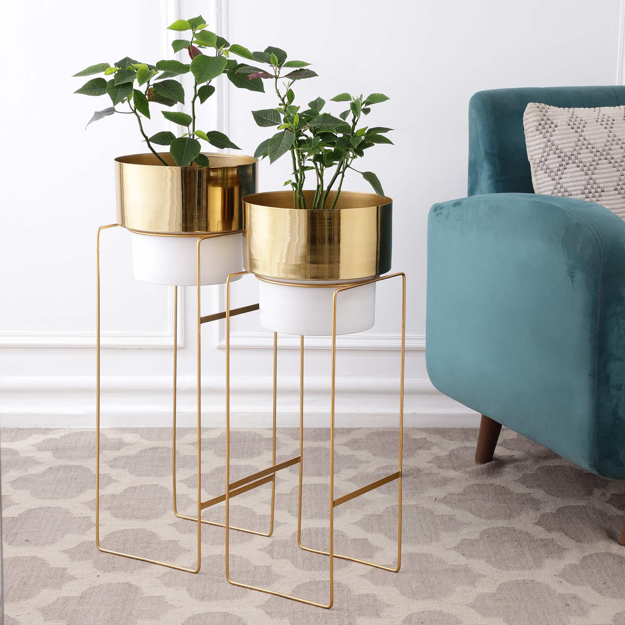 Marigold Gold & White Planters Set of 2