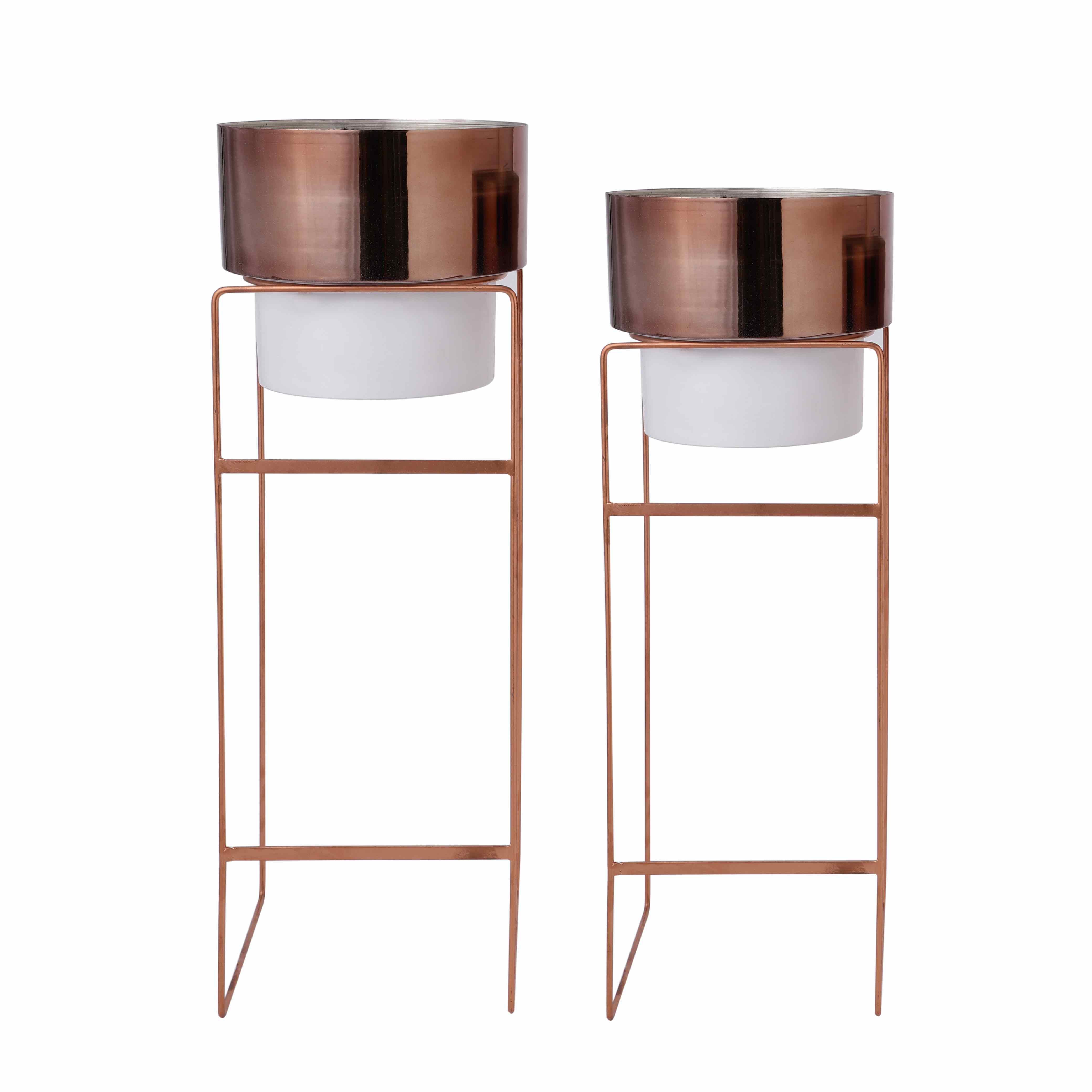 Evelyn Rose Gold & White Planters Set of 2