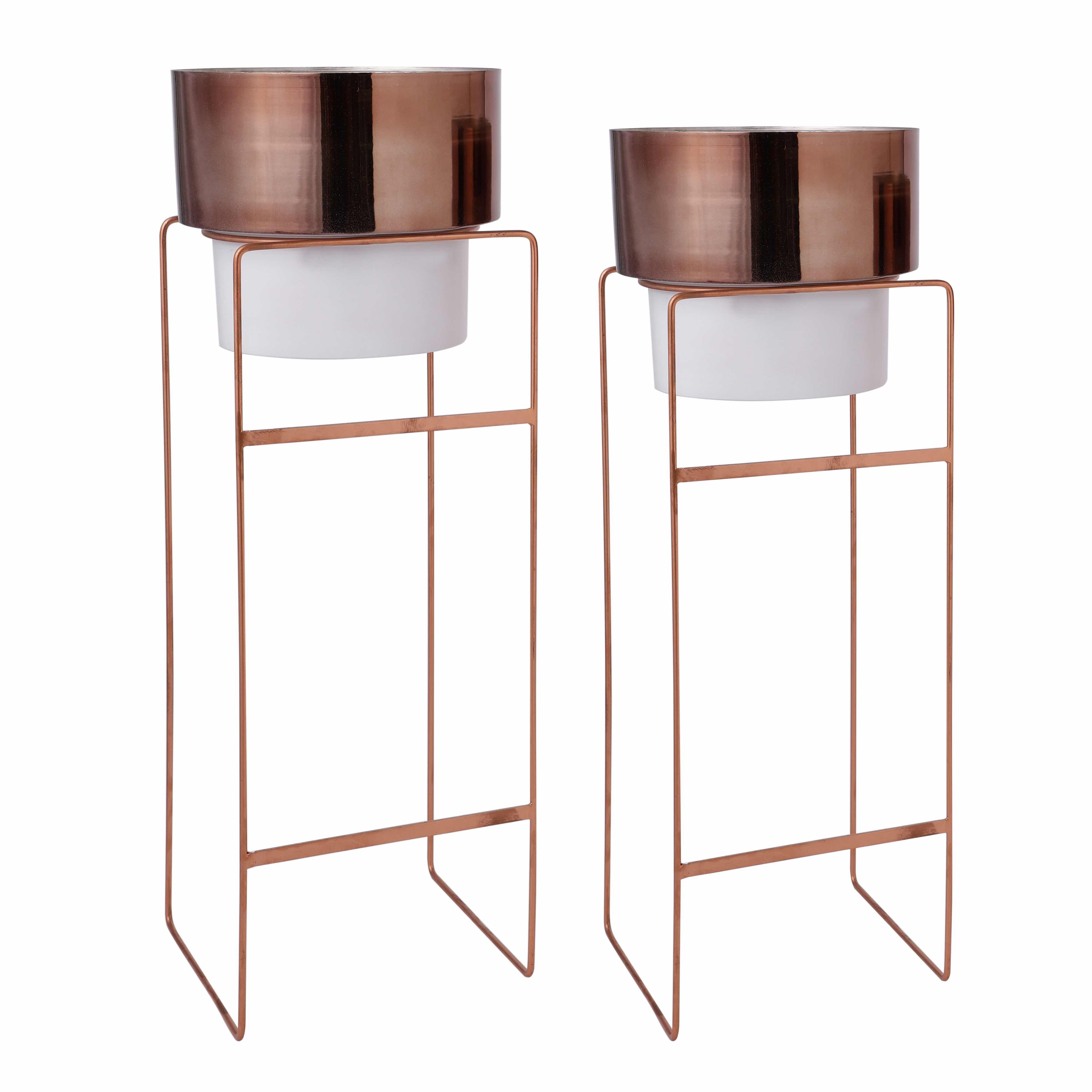 Evelyn Rose Gold & White Planters Set of 2