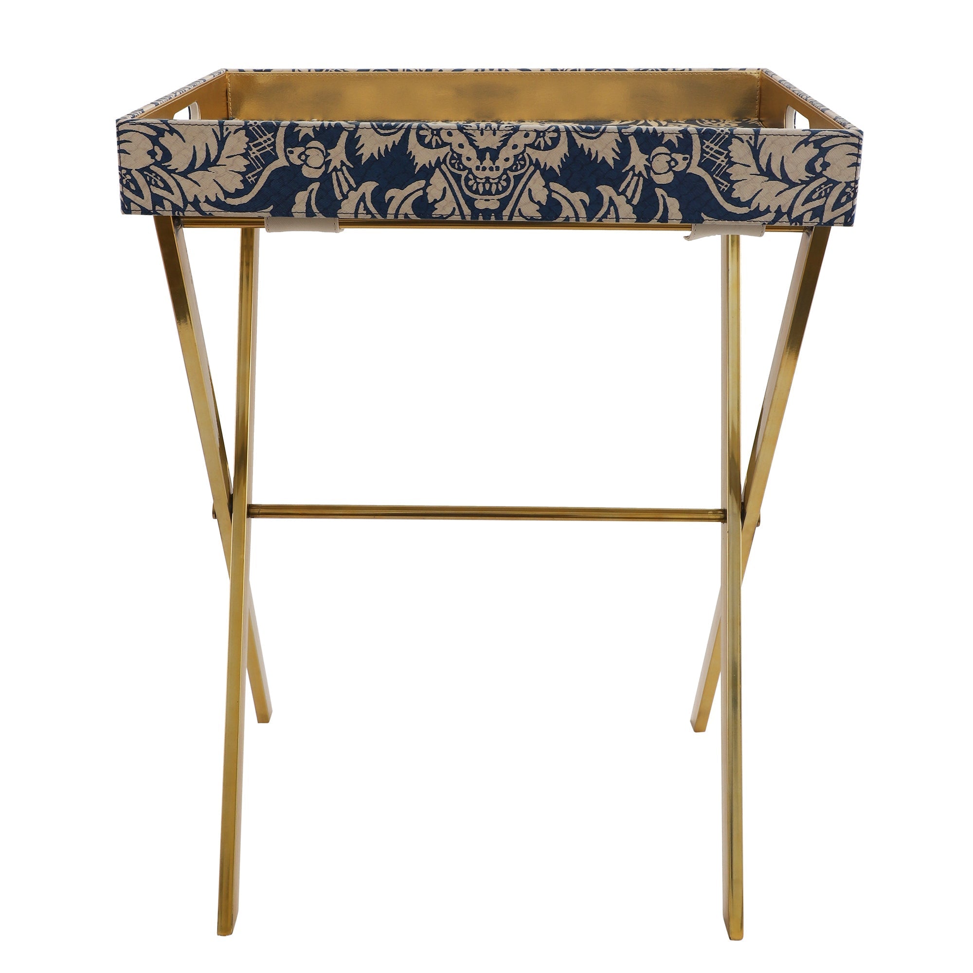 Sage Floral Printed Gold Butler Tray Table