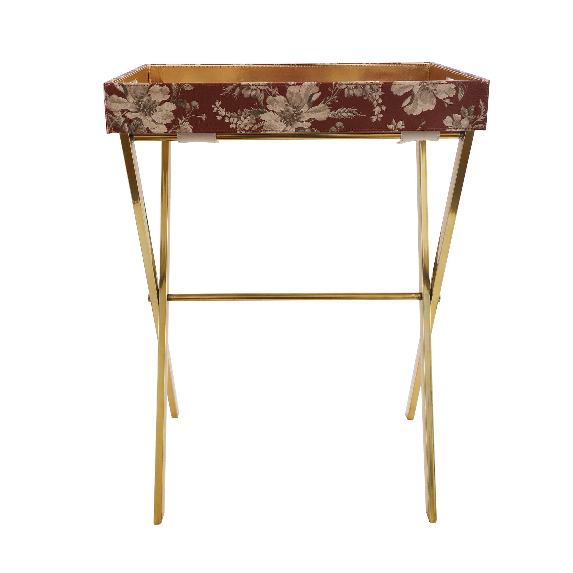 Blossom Floral Printed Gold Butler Tray Table
