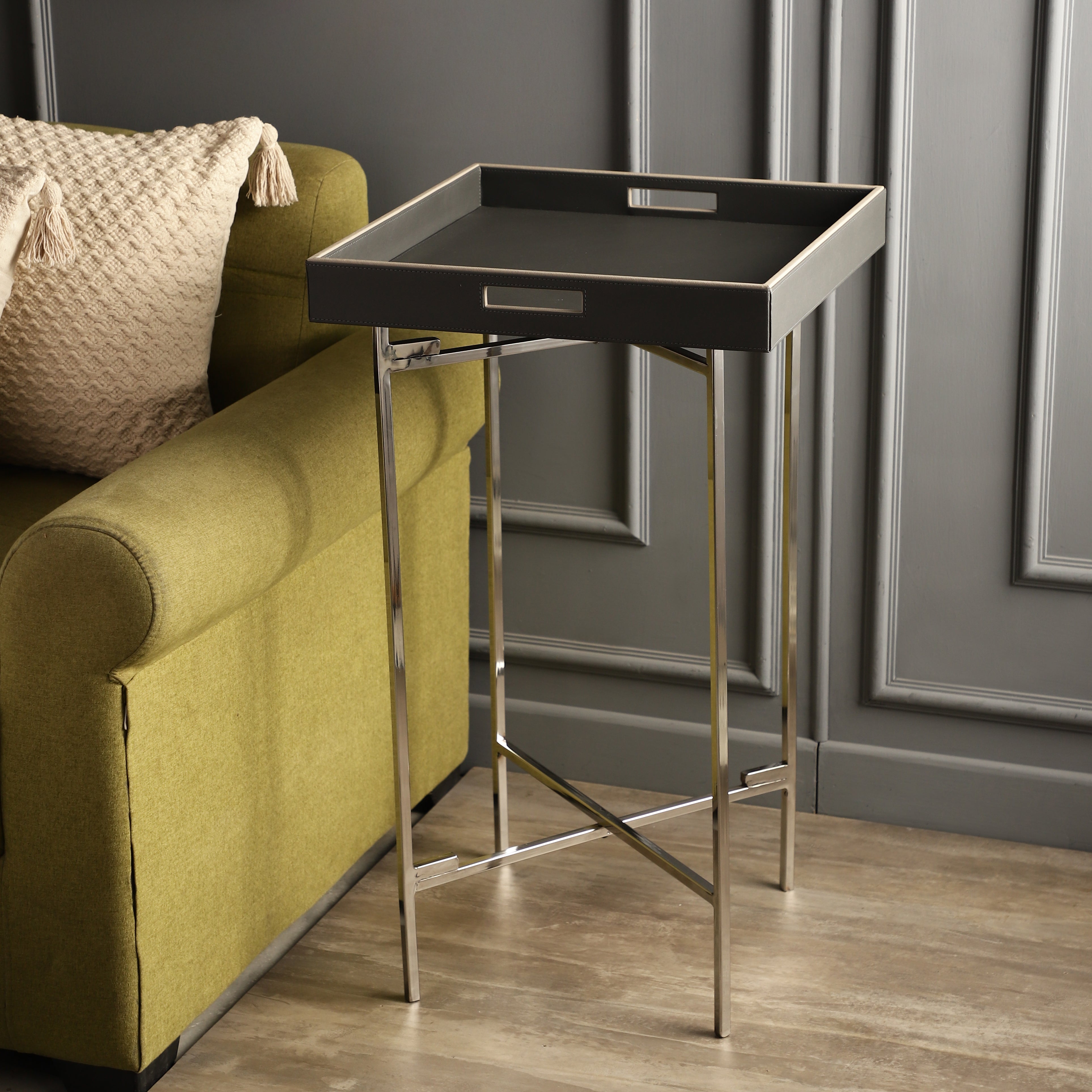 Florence Grey & Nickel Butler Tray Table