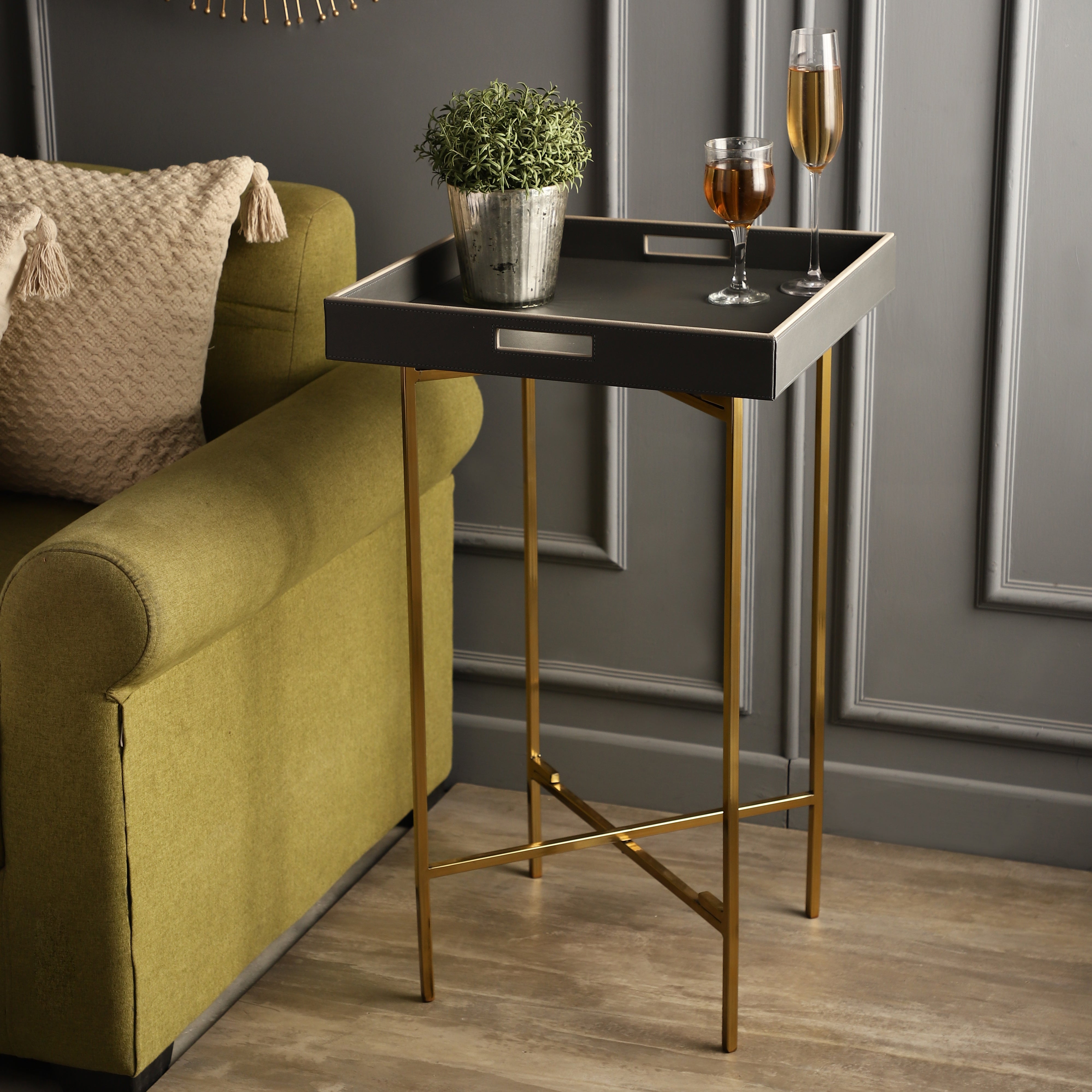 Florence Grey & Gold Butler Tray Table