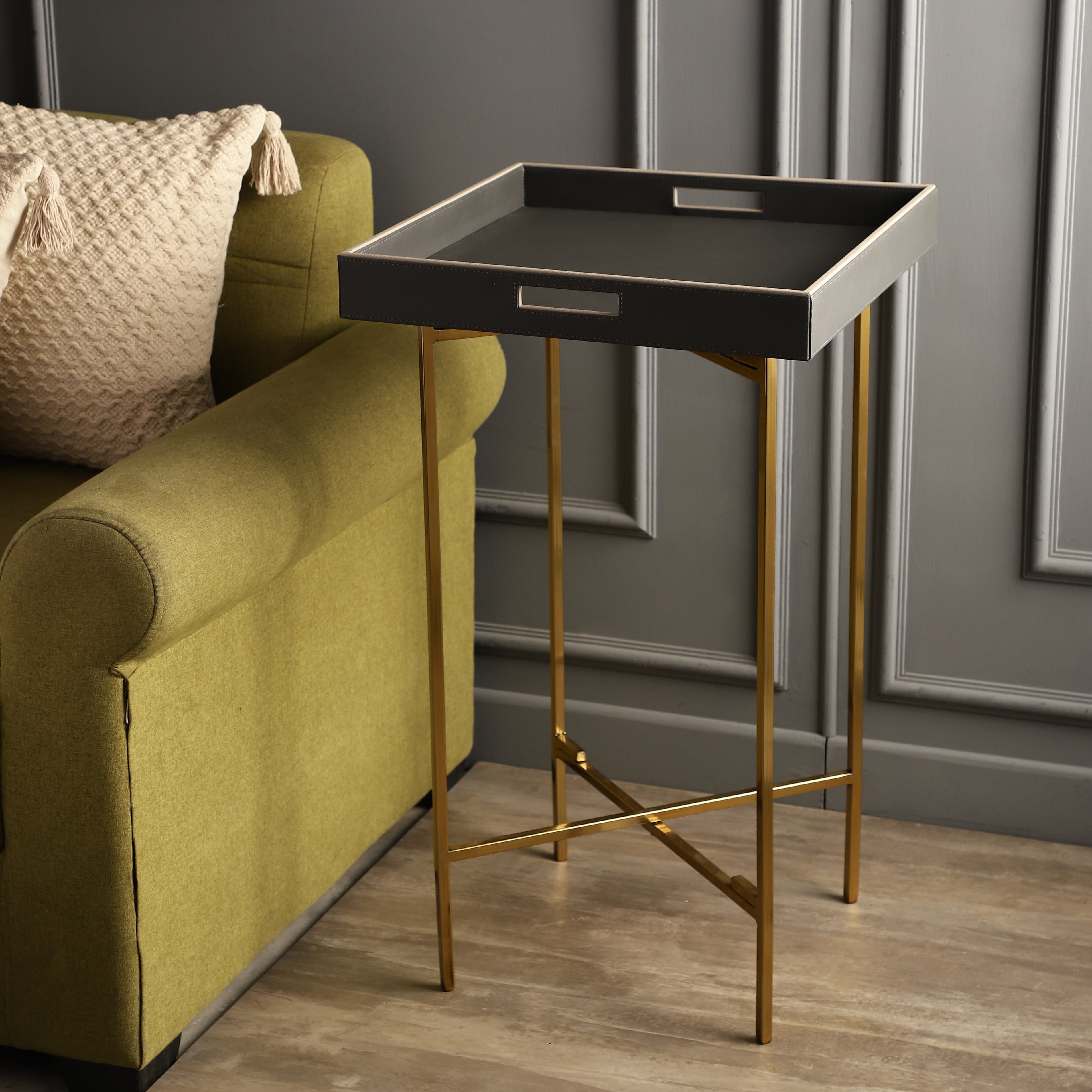 Florence Grey & Gold Butler Tray Table
