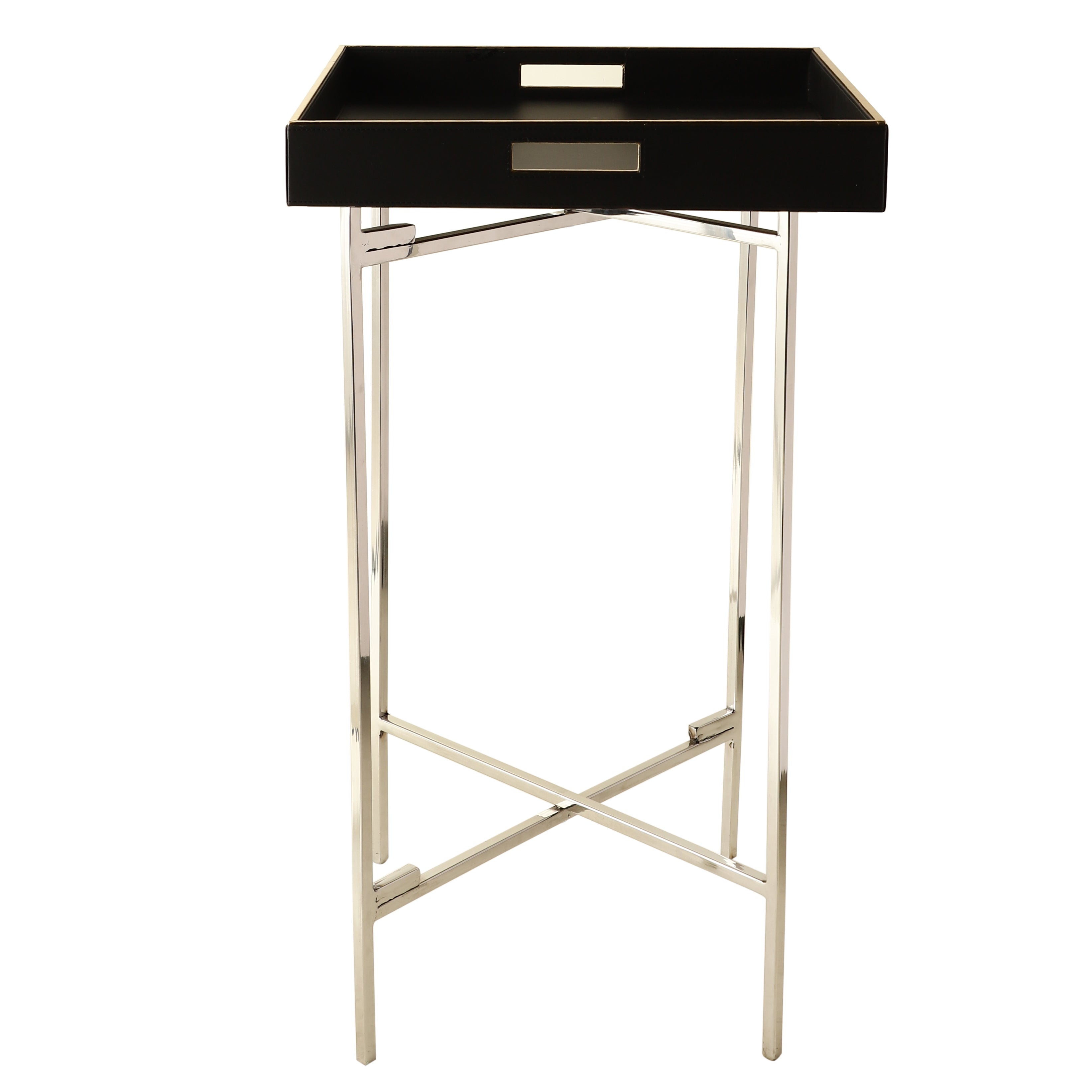 Charlotte Black & Nickel Butler Tray Table