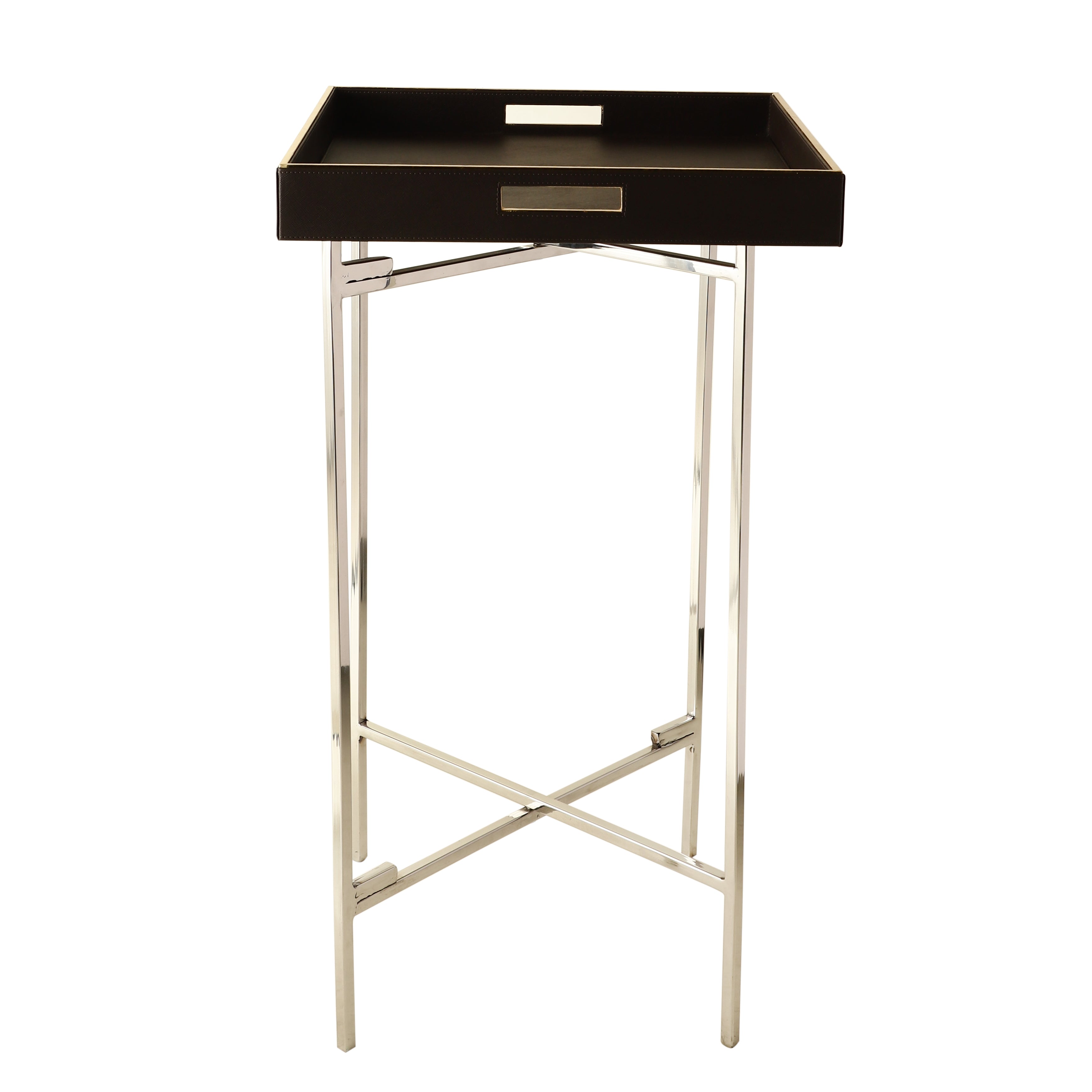 Auckland Brown & Nickel Butler Tray Table