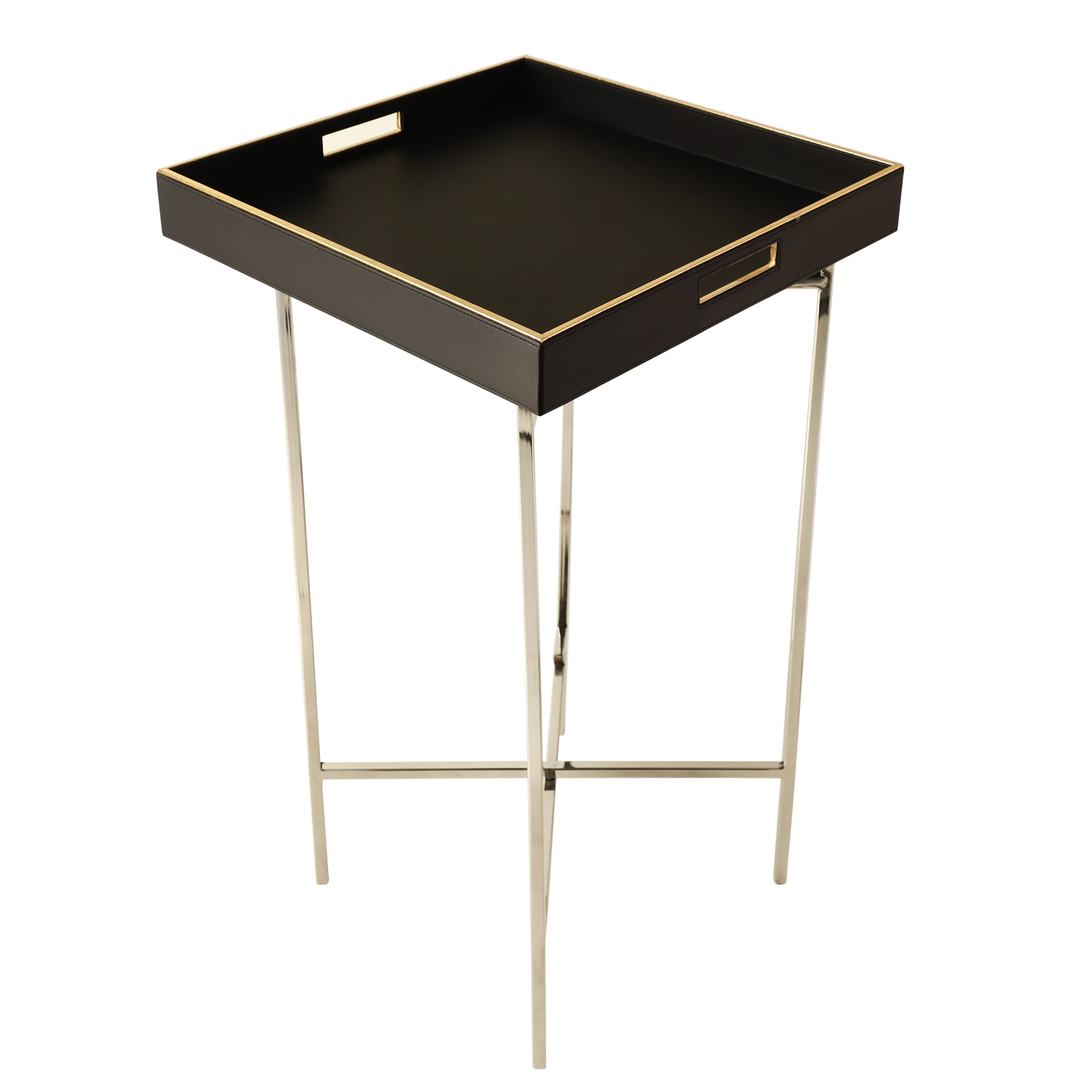 Charlotte Black & Nickel Butler Tray Table