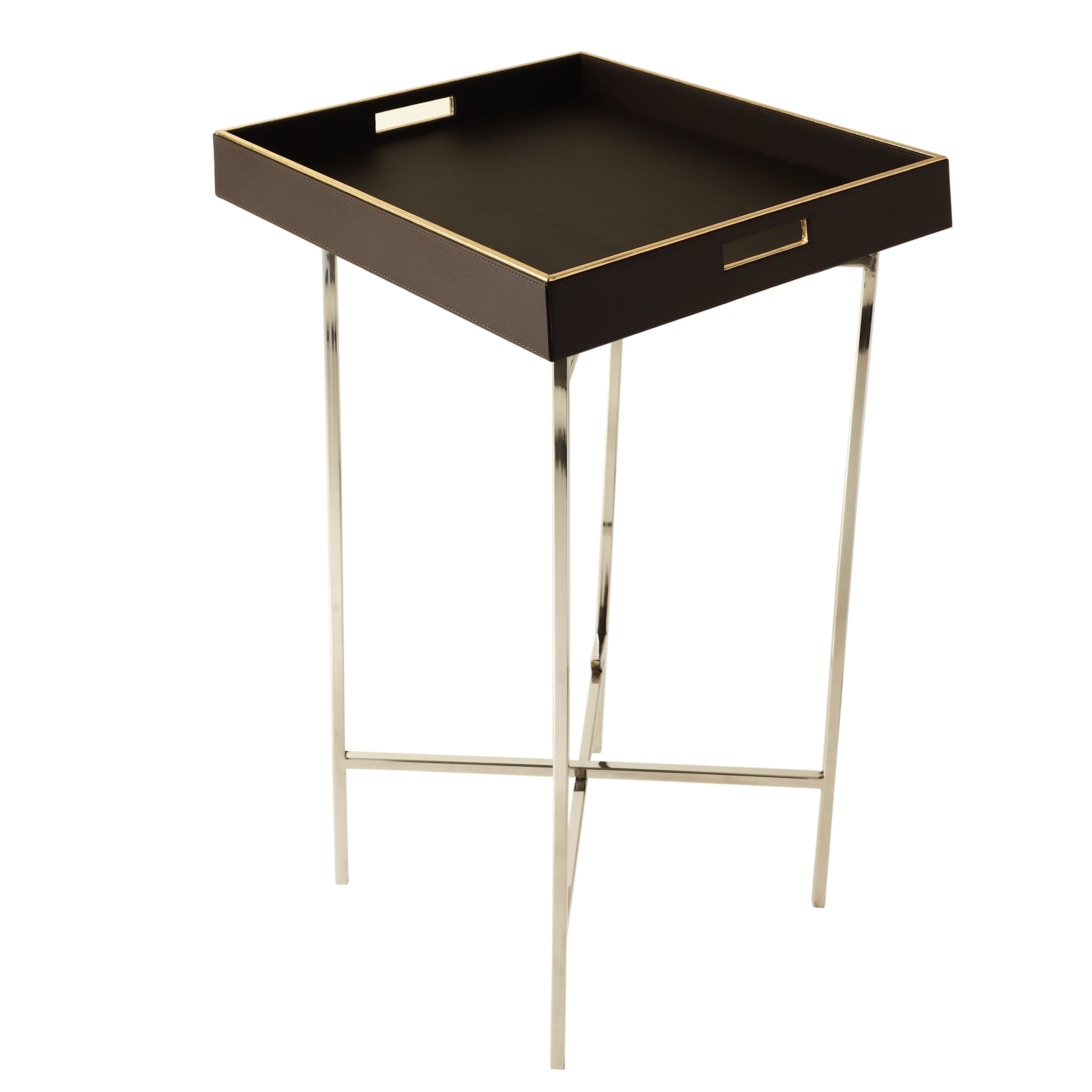 Auckland Brown & Nickel Butler Tray Table