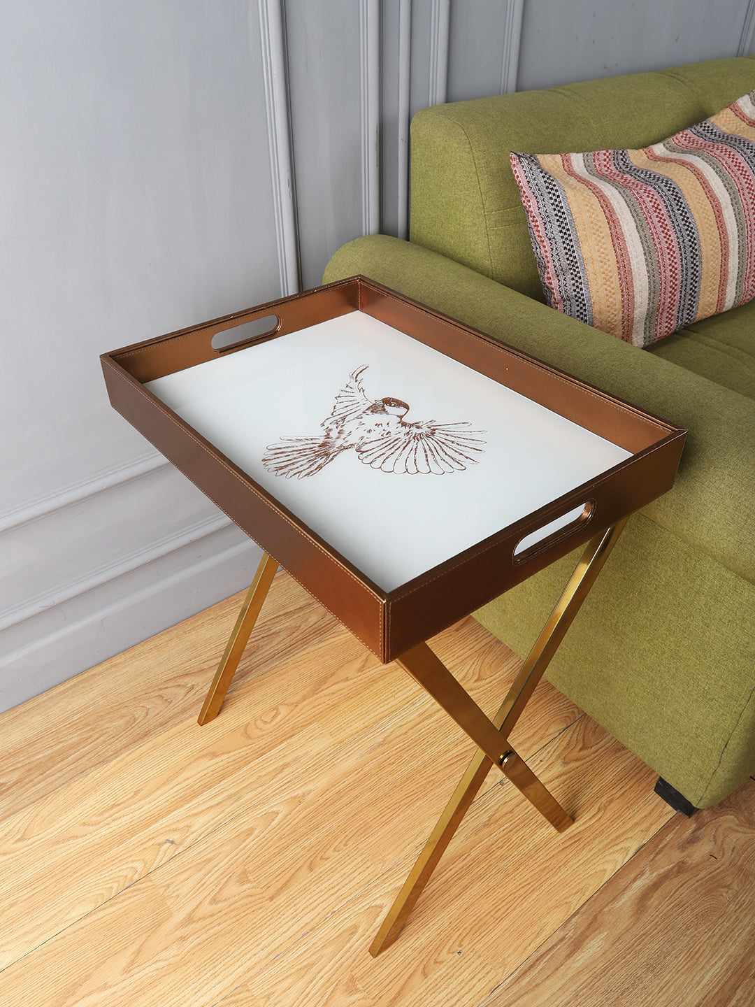 Eviana Bird Gold Butler Tray Table