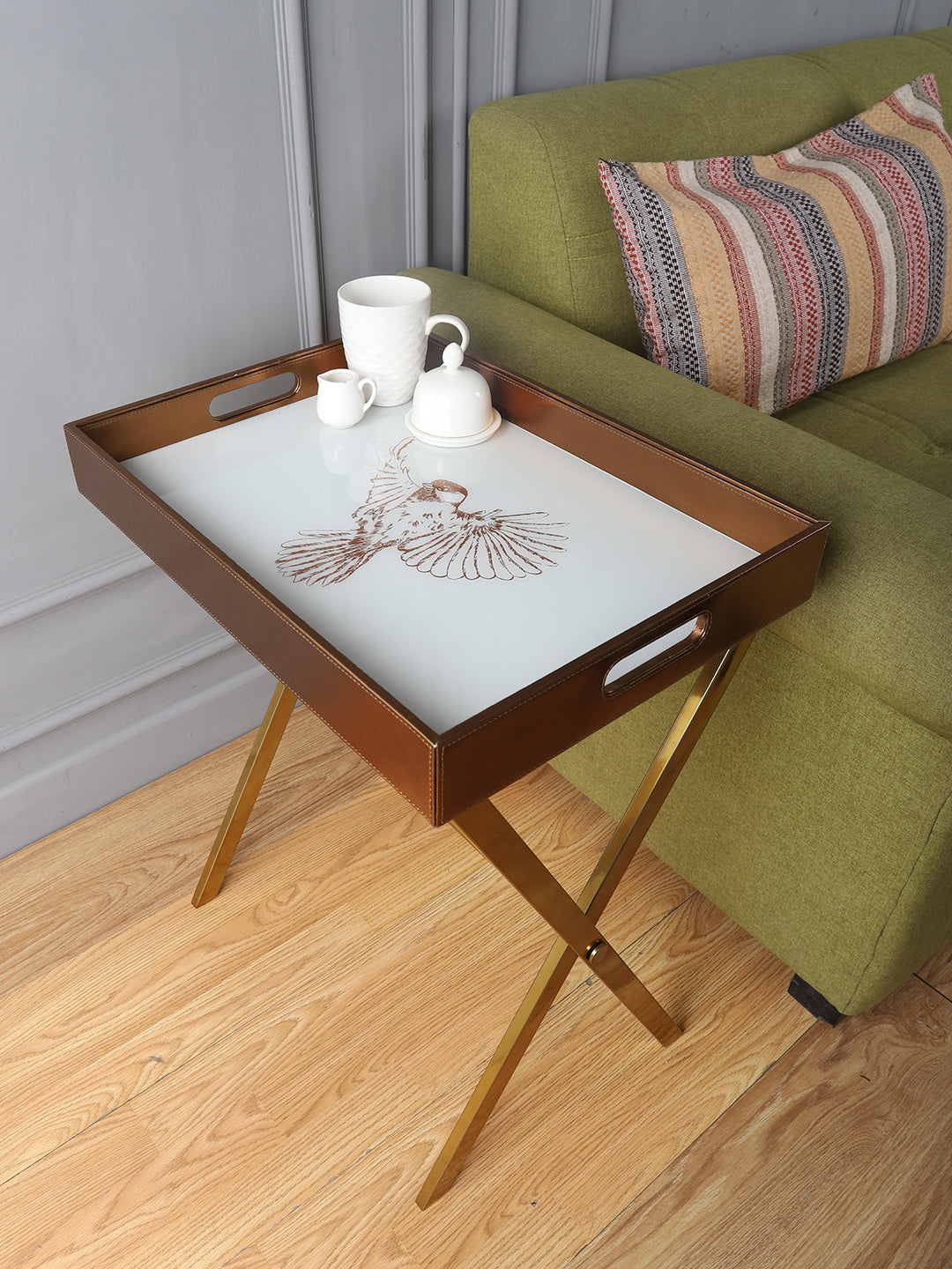 Eviana Bird Gold Butler Tray Table