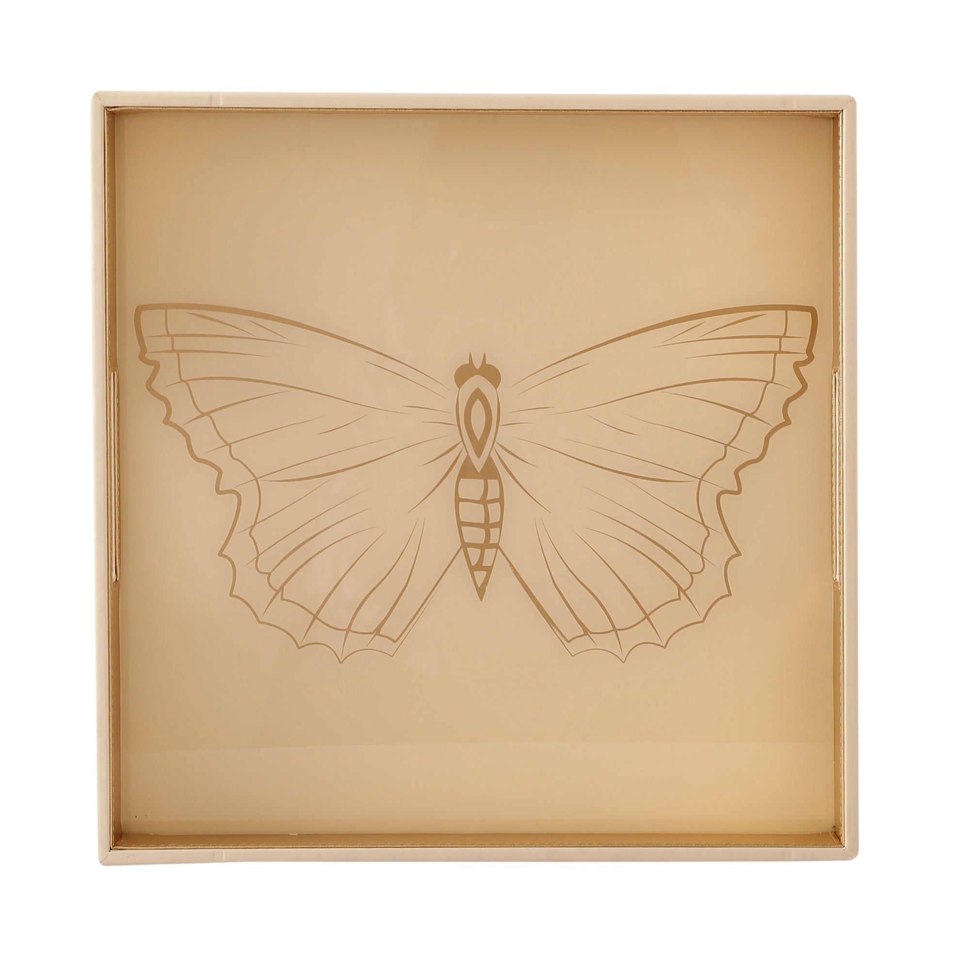 Zahara Butterfly Cream & Gold Square Tray