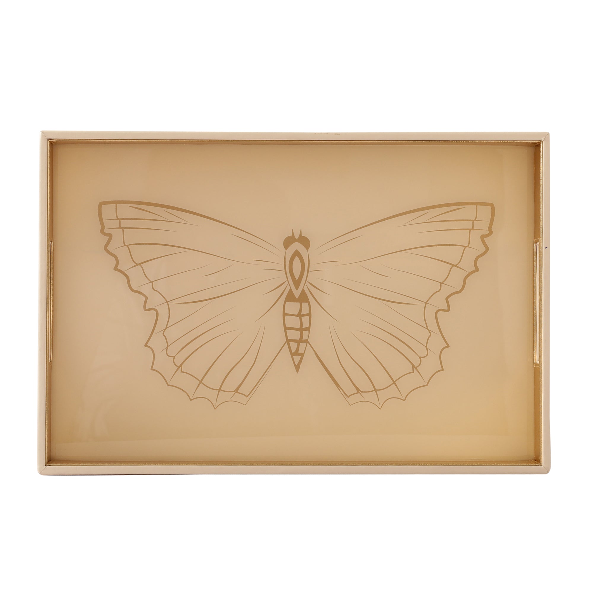 Zahara Butterfly Cream & Gold Rectangle Tray